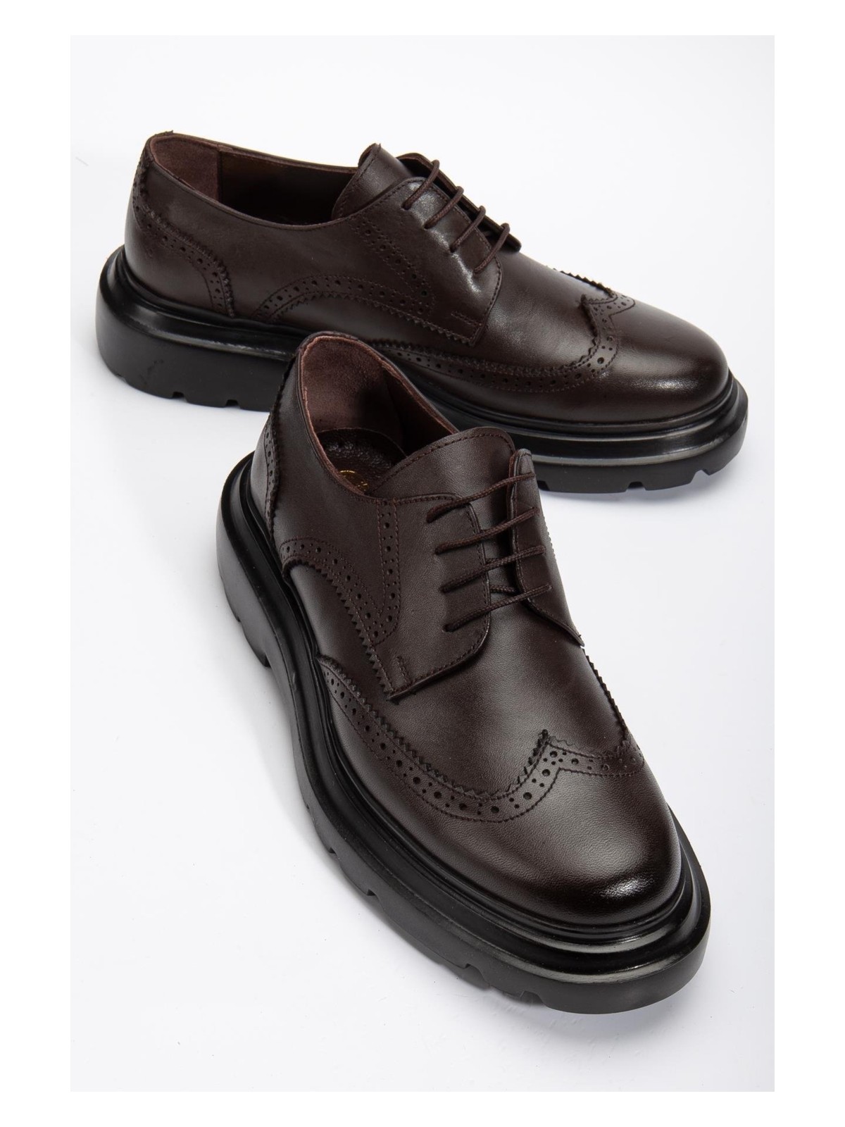 Dilimler Ayakkabı Hakiki Deri Erkek Klasik Ayakkabı Siyah Kalın Taban Bağlı - Görsel 3