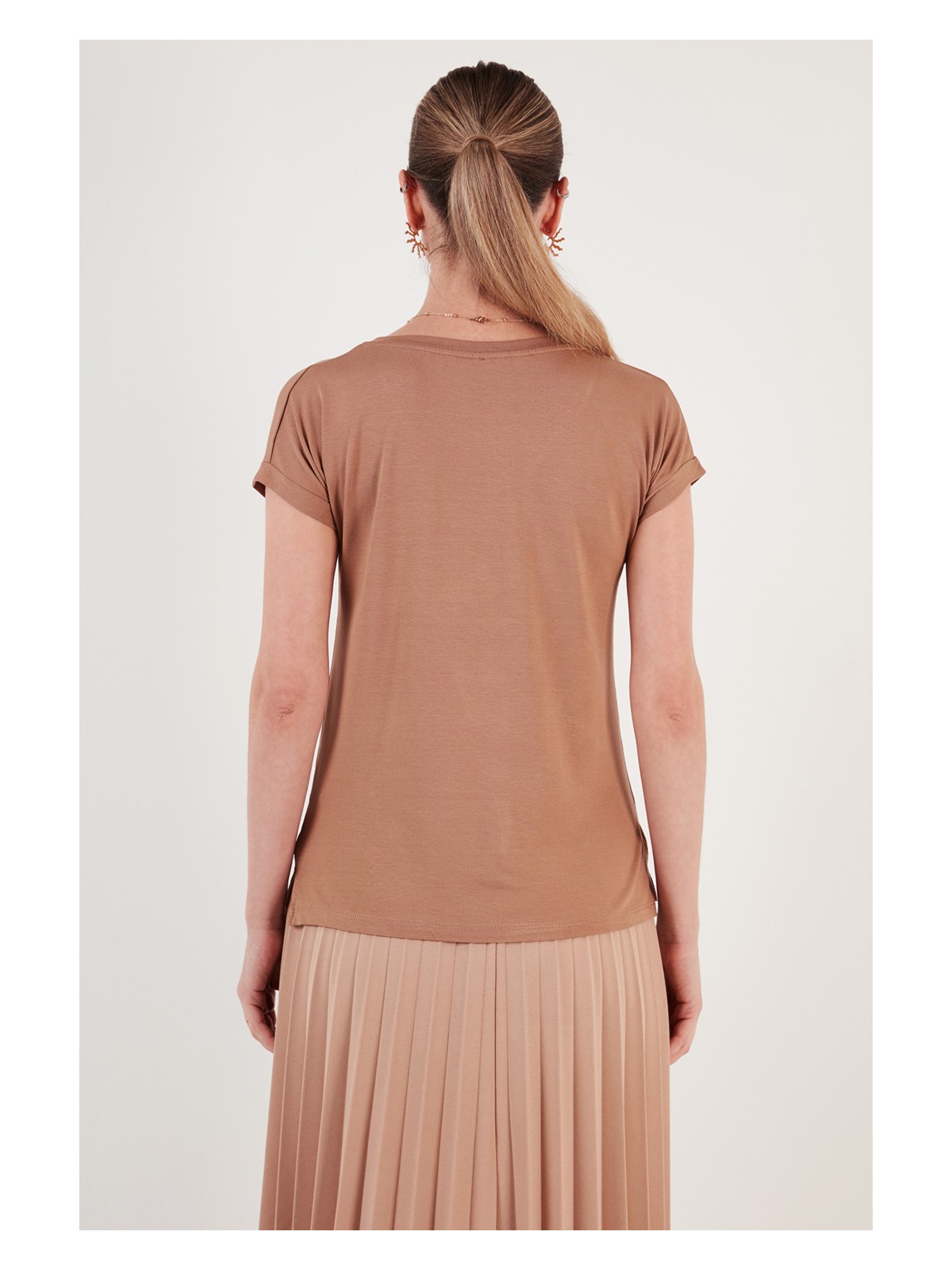 Lela V Yaka Relaxed Fit Yırtmaç Detaylı 2'li Paket Bluz Bayan Bluz 5862000S2 - Görsel 5