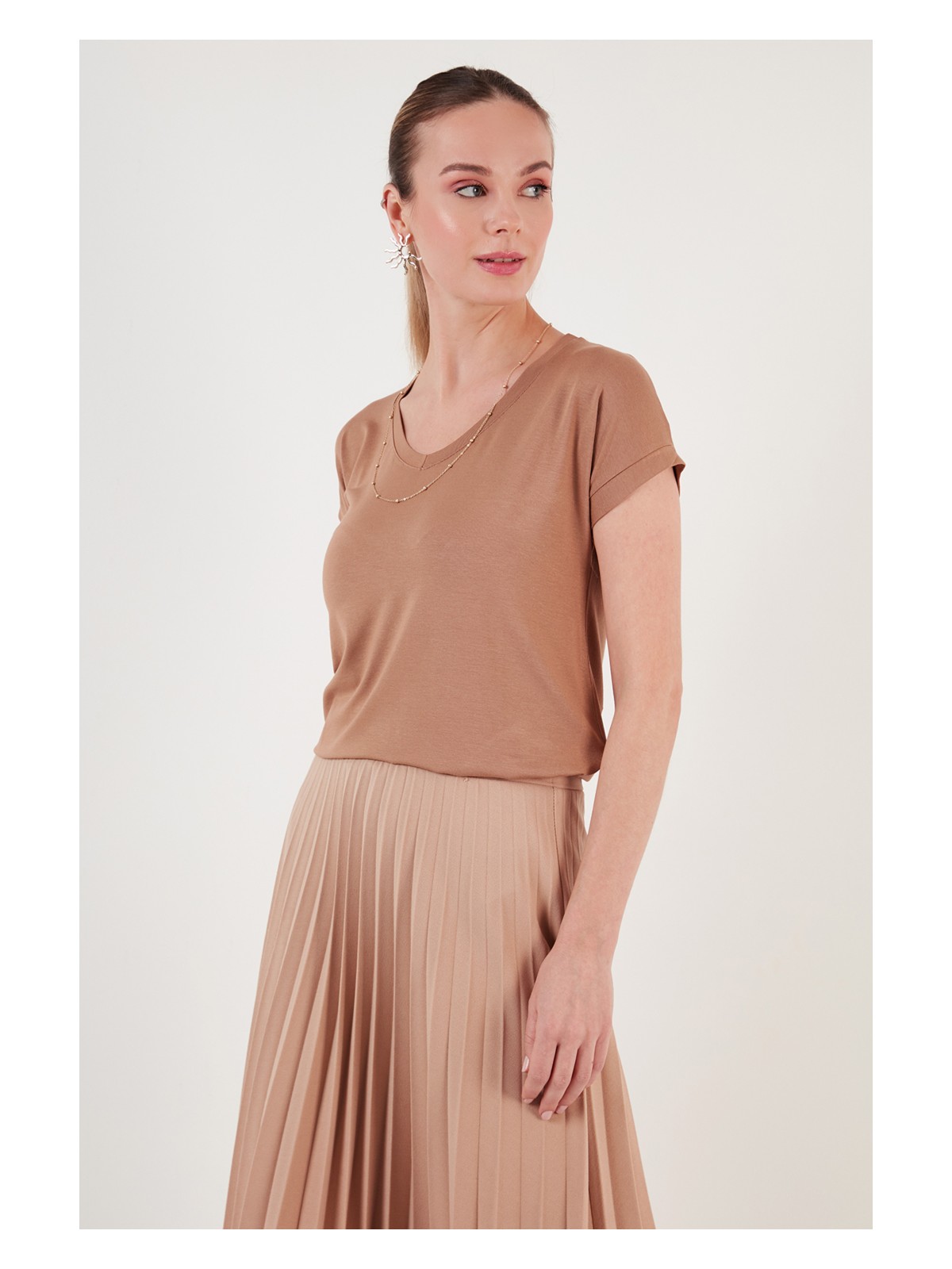Lela V Yaka Relaxed Fit Yırtmaç Detaylı 2'li Paket Bluz Bayan Bluz 5862000S2 - Görsel 2