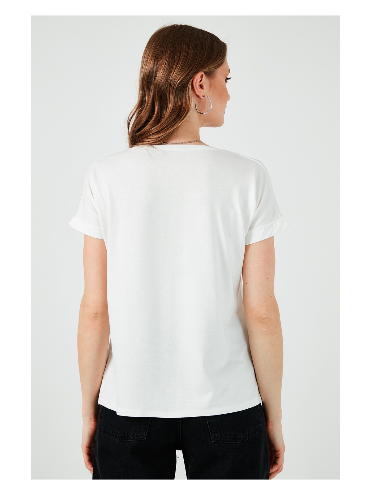 Lela V Yaka Relaxed Fit Yırtmaç Detaylı 2'li Paket Bluz Bayan Bluz 5862000S2 - Görsel 5