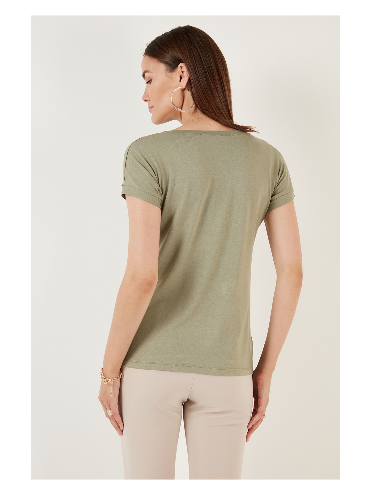 Lela V Yaka Relaxed Fit Yırtmaç Detaylı 2'li Paket Bluz Bayan Bluz 5862000S2 - Görsel 5
