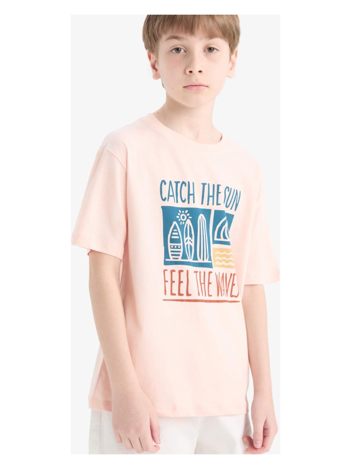 DeFacto Bisiklet Yaka Baskılı Kısa Kollu Tişört Erkek Çocuk E8454A825HS