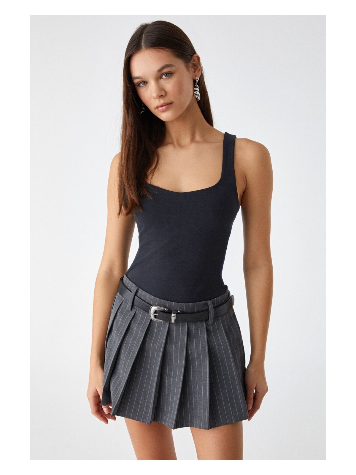 Grimelange Sanukı Kadın Slim Kısa Oyuk Yaka Mor Bluz - Görsel 6