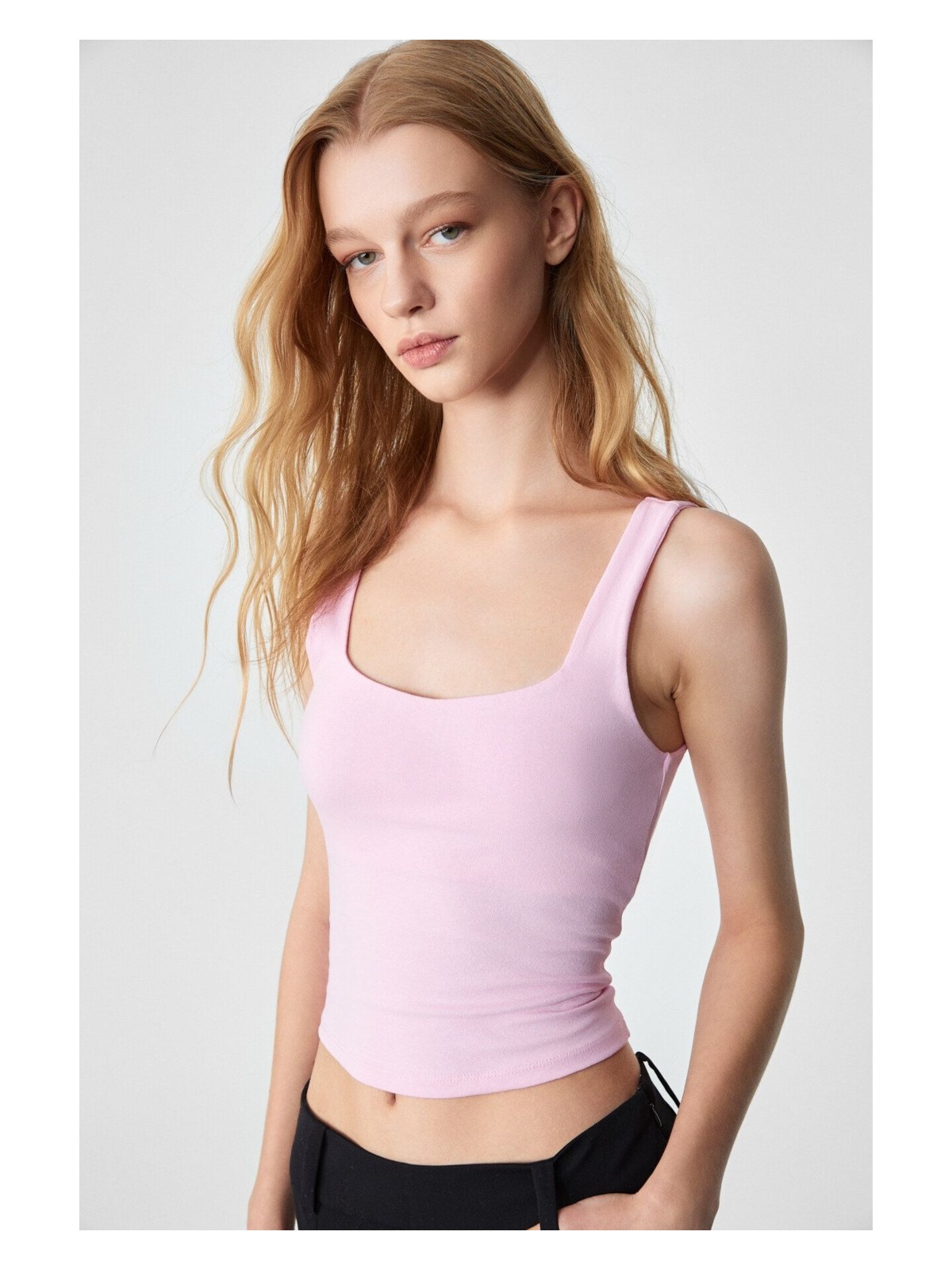 Grimelange Sanukı Kadın Slim Kısa Oyuk Yaka Mor Bluz - Görsel 4