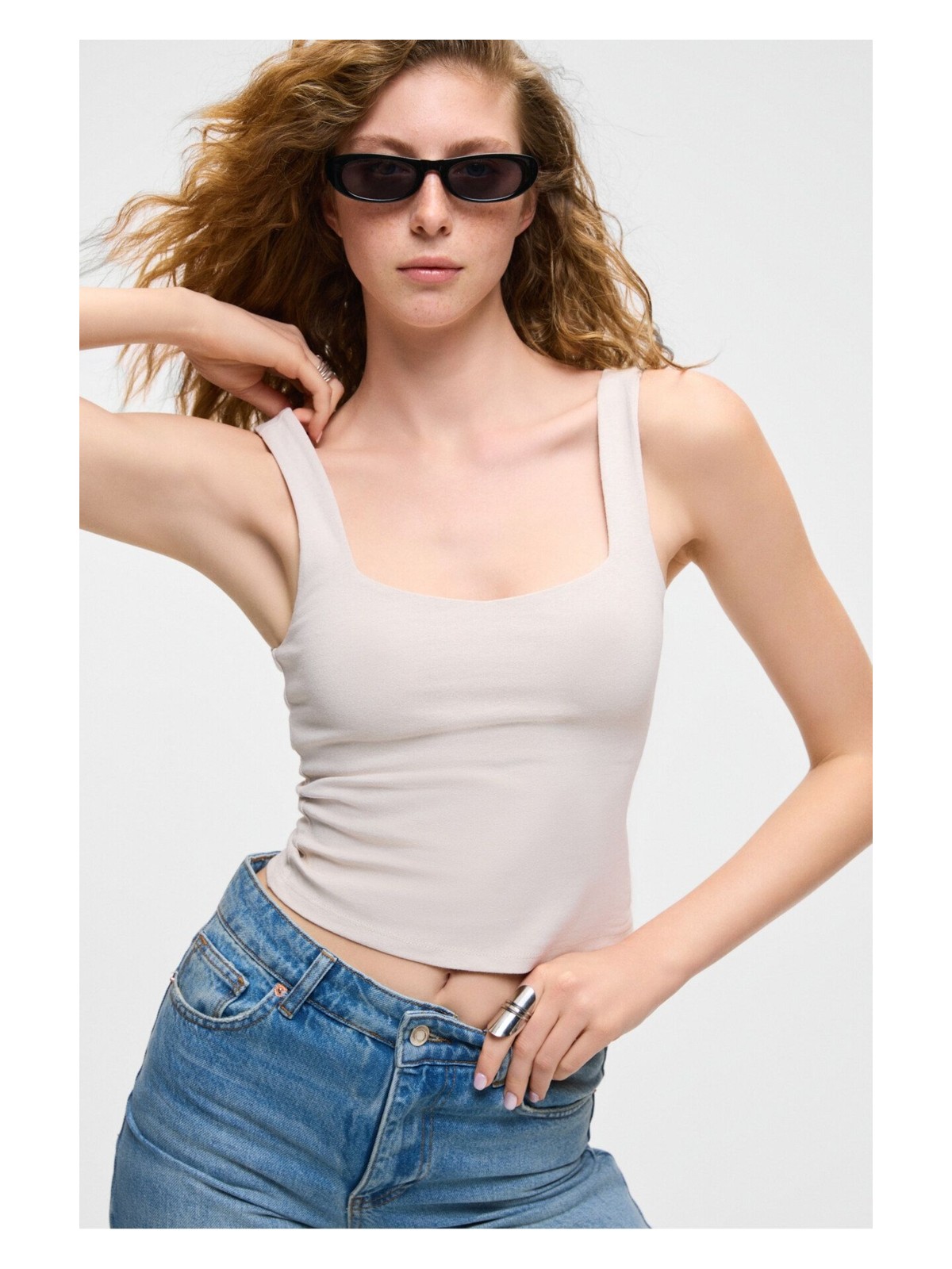 Grimelange Sanukı Kadın Slim Kısa Oyuk Yaka Mor Bluz - Görsel 3