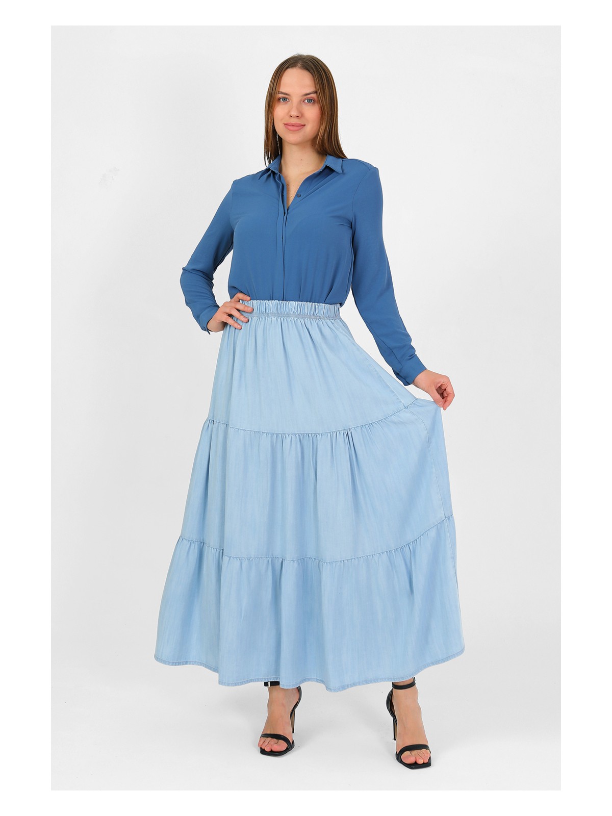 Vellichor Beli Lastikli Büzgülü Tensel Etek - Görsel 4