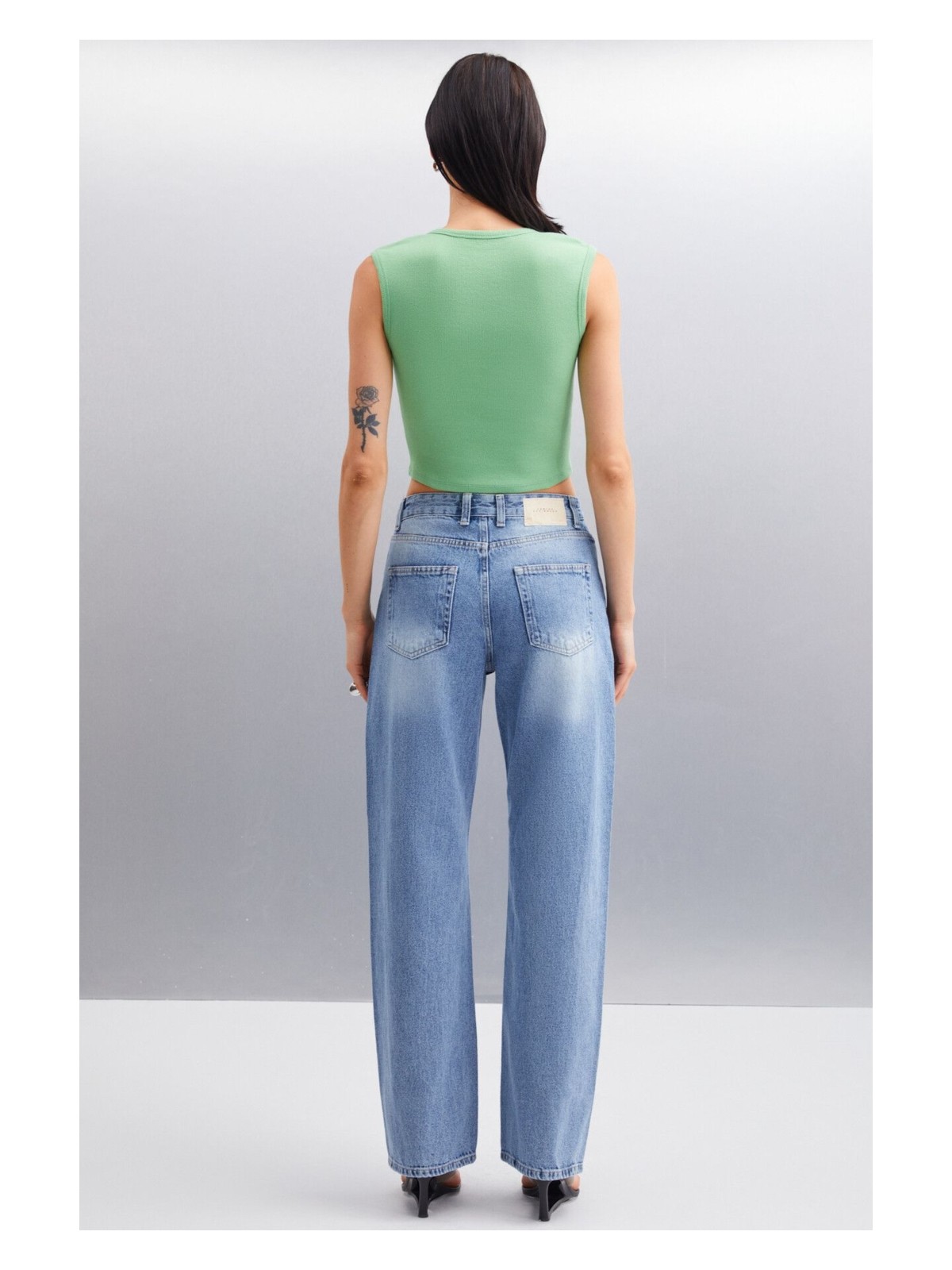 Grimelange PAOLINA Kadın Crop Yeşil Bluz - Görsel 5