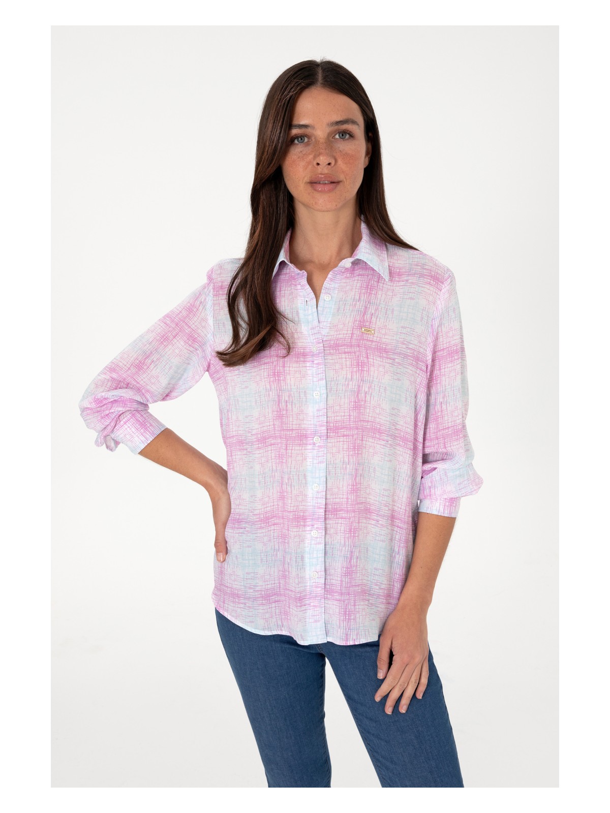 U.S. Polo Assn. U.s. Polo Assn. Kadın Mor Gömlek Desenli 50306445-VR038