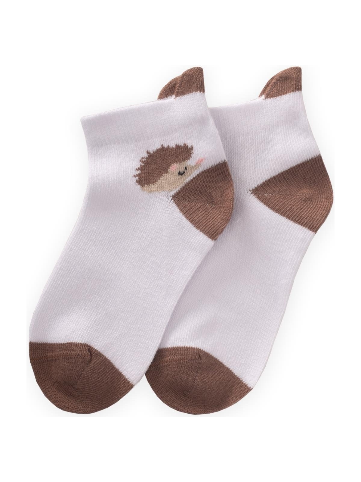 Cigit Kirpi Desen Çocuk Patik Çorabı 5-12 Yaş Beyaz