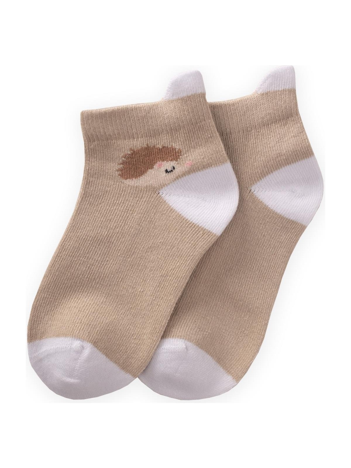 Cigit Kirpi Desen Çocuk Patik Çorabı 5-12 Yaş Bej
