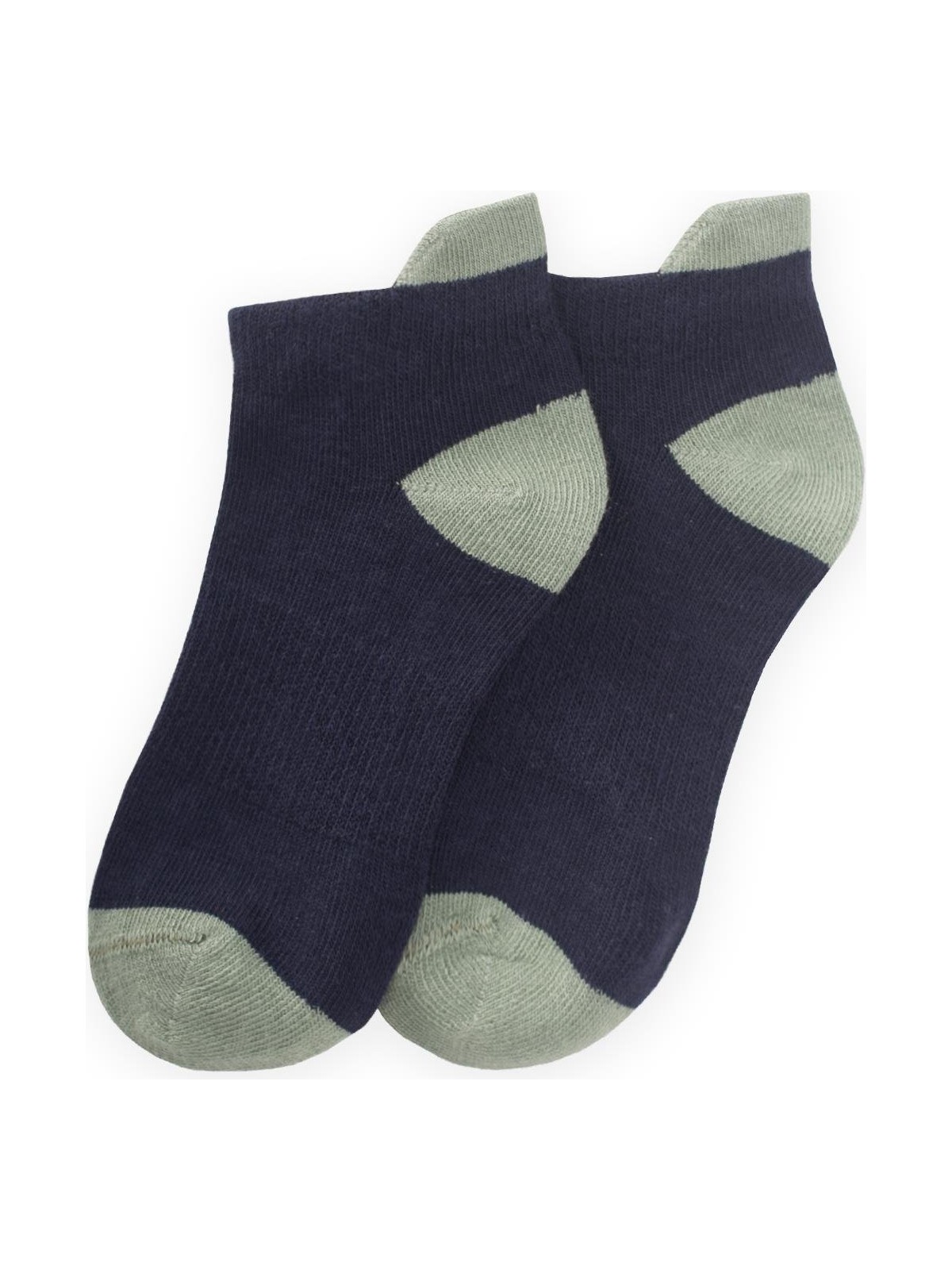 Cigit Zemini ve Burnu Toprak Rekli Çocuk Patik Çorap 5-12- Lacivert-Çağla - Görsel 4