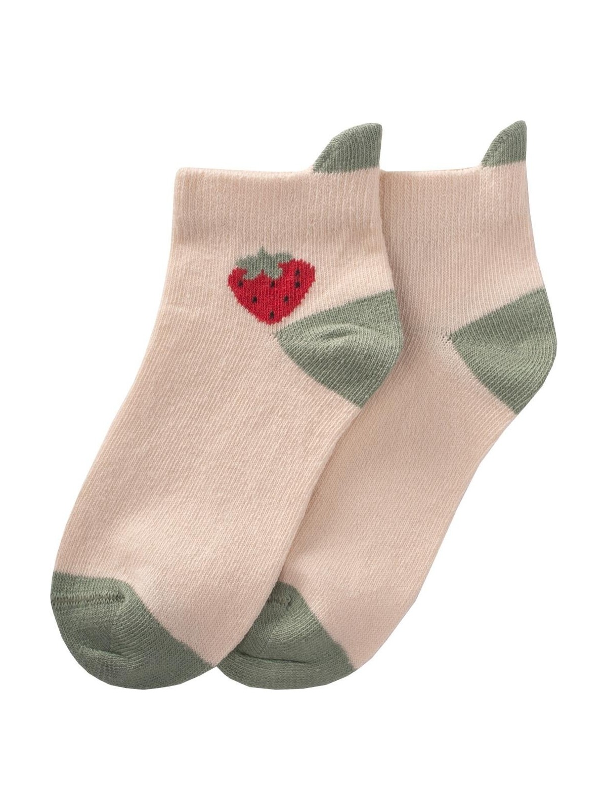 Cigit Çilek Desen Çocuk Çorabı 5-12 Yaş Kum-Çağla