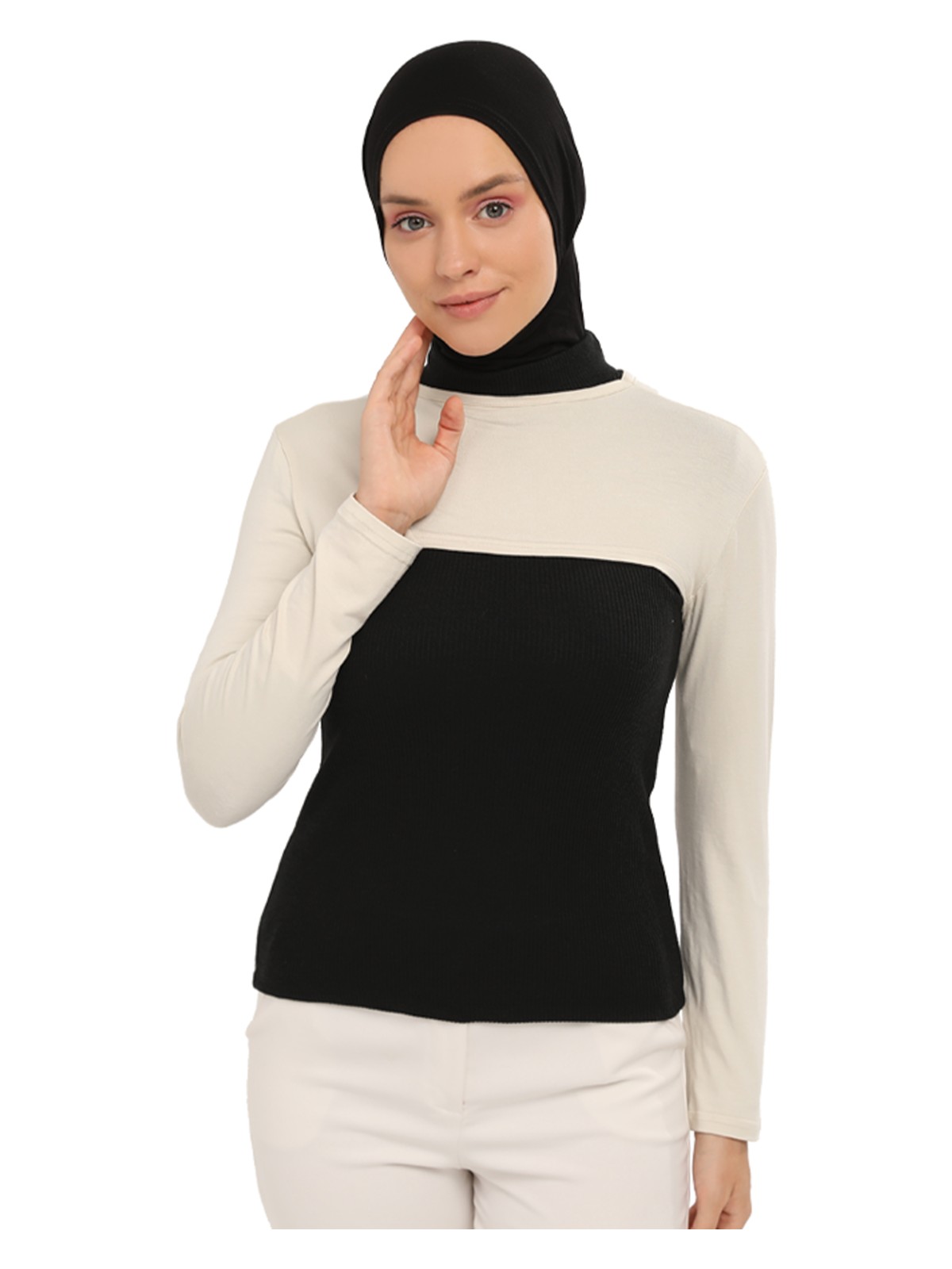 Altobeh Sıfır Yakalı Boyunluklu Kolluk - Krem - Görsel 4