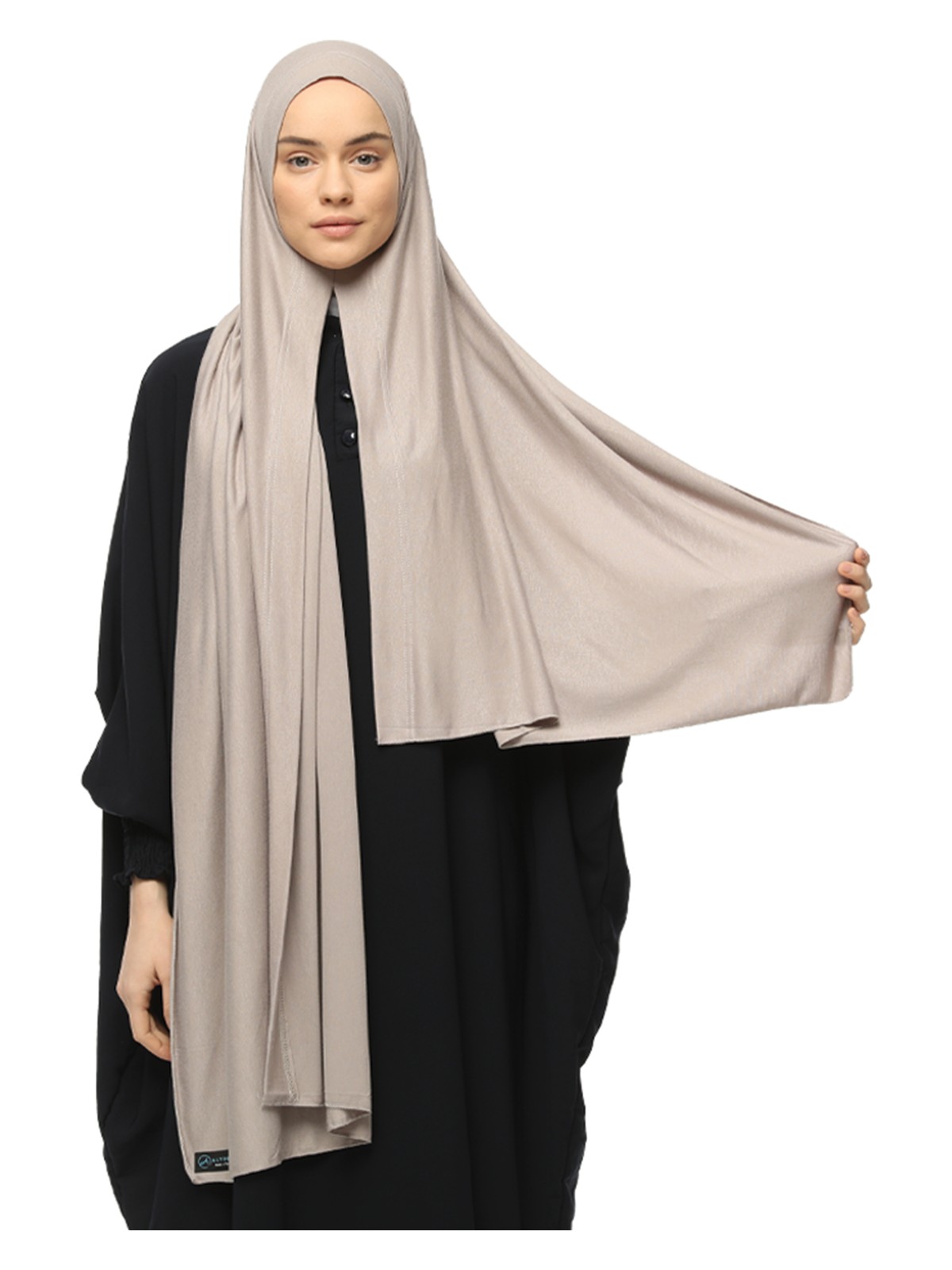 Altobeh Hazır Pratik Geçmeli Lüks Organik Düz Penye Şal Çapraz Hizalı-Açık Vizon