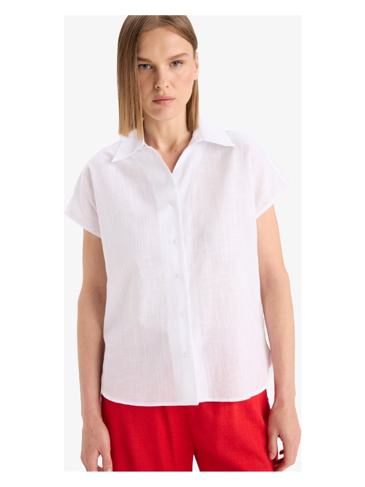 DeFacto %100 Pamuk Regular Fit Flamlı Gömlek E8472AX25SM