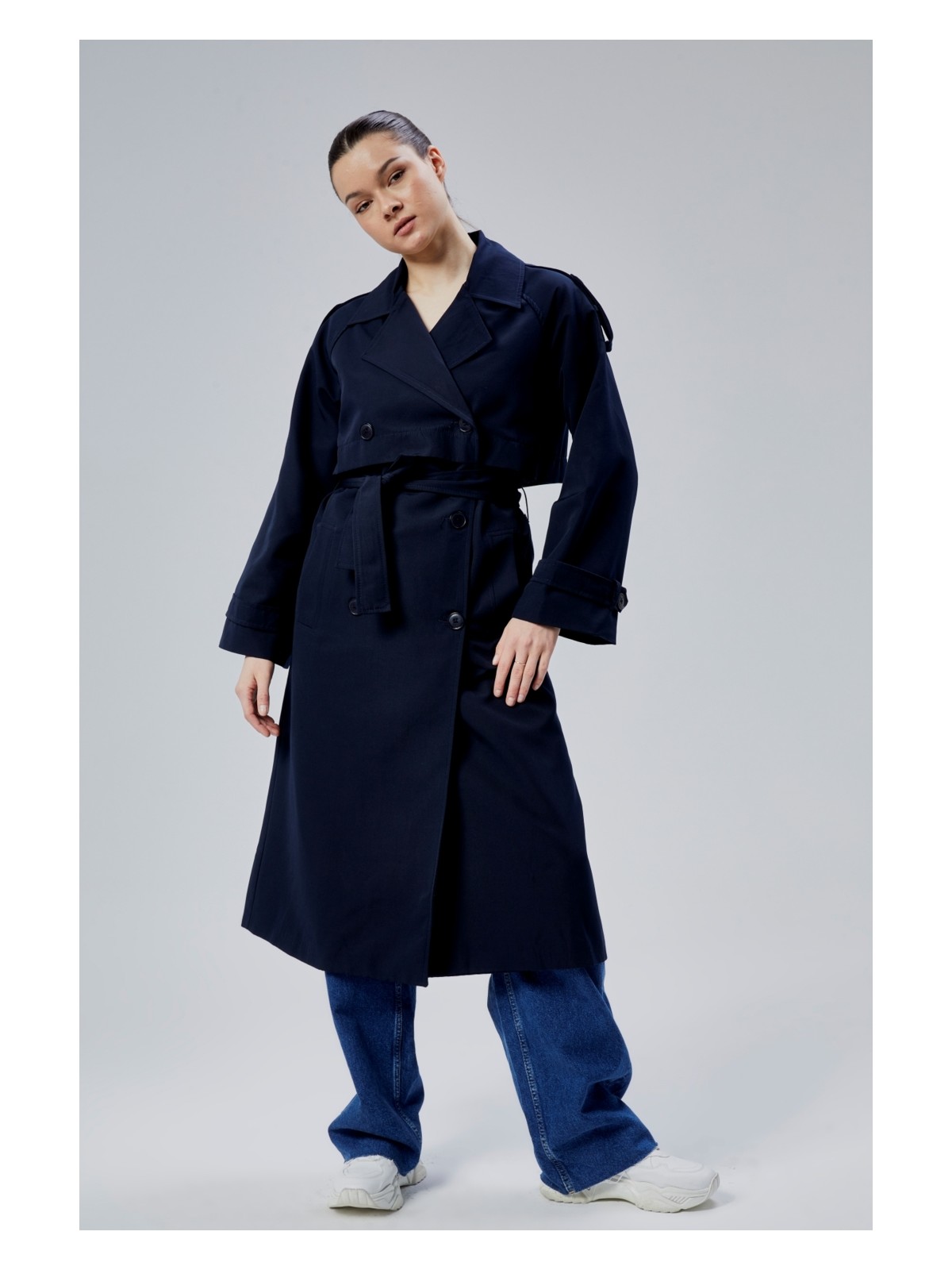 Bolivente Bordo Kruvaze Kapama Rüzgarlık Detaylı Trençkot 44956 - Görsel 7