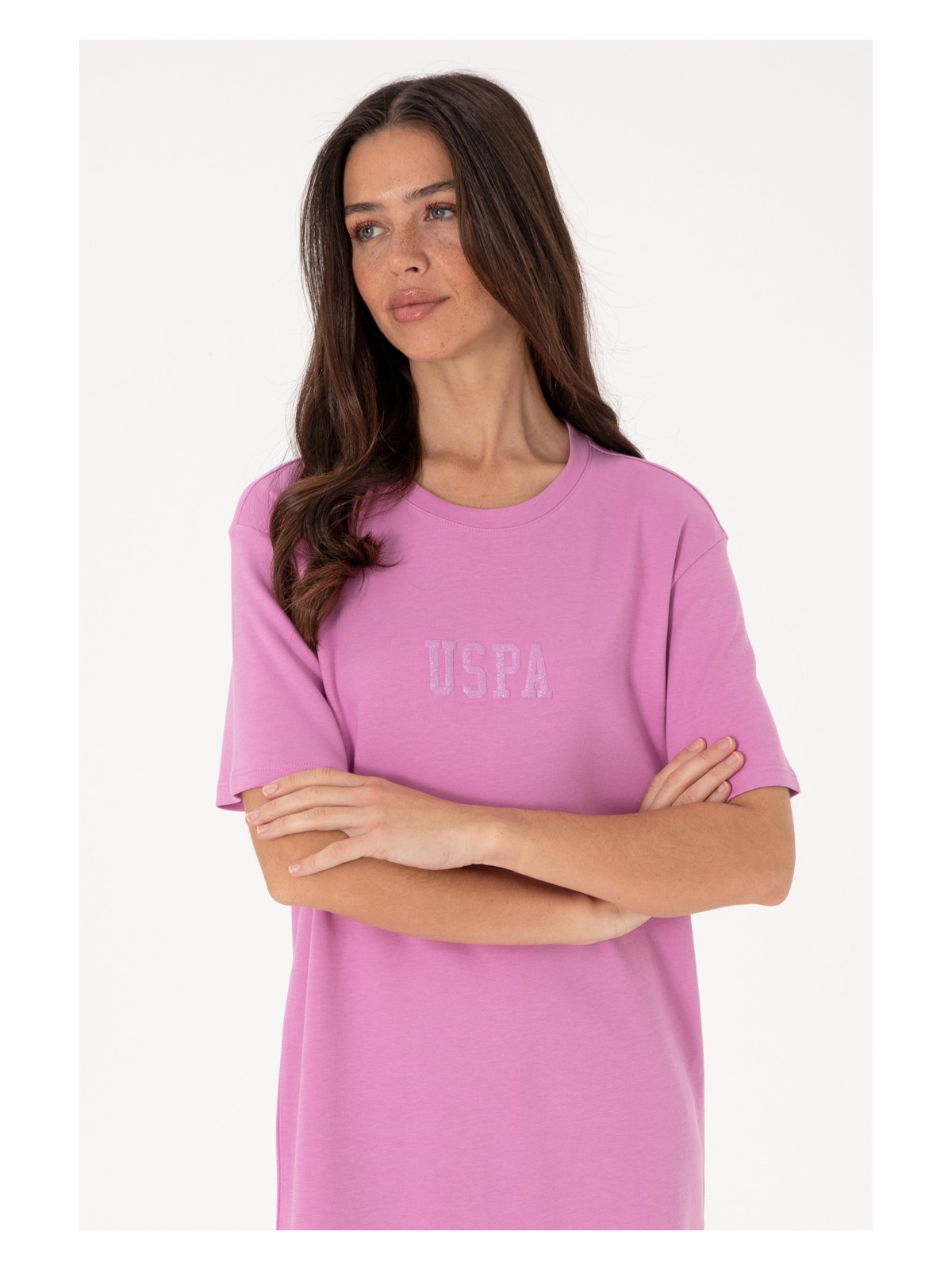 U.S. Polo Assn. Kadın Fuşya Bisiklet Yaka Mini Boy Örme Elbise 50306431-VR023 - Görsel 2