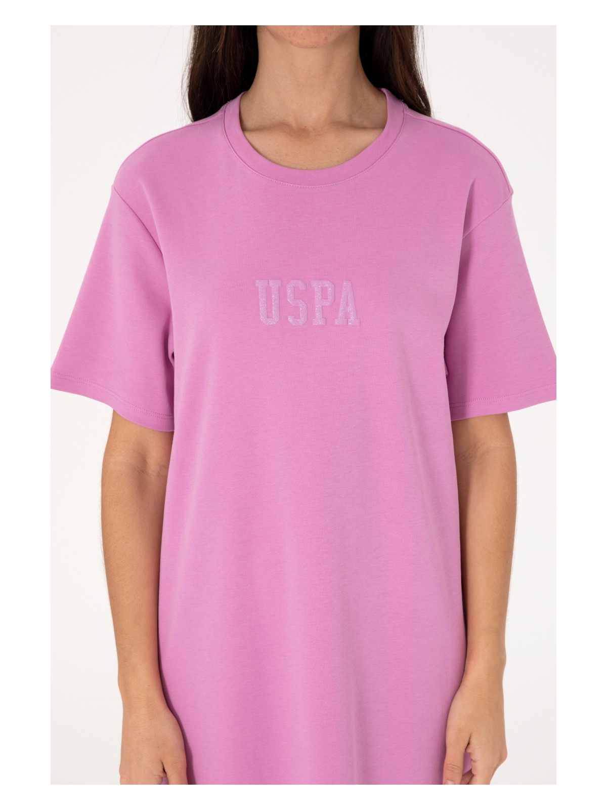 U.S. Polo Assn. Kadın Fuşya Bisiklet Yaka Mini Boy Örme Elbise 50306431-VR023 - Görsel 5