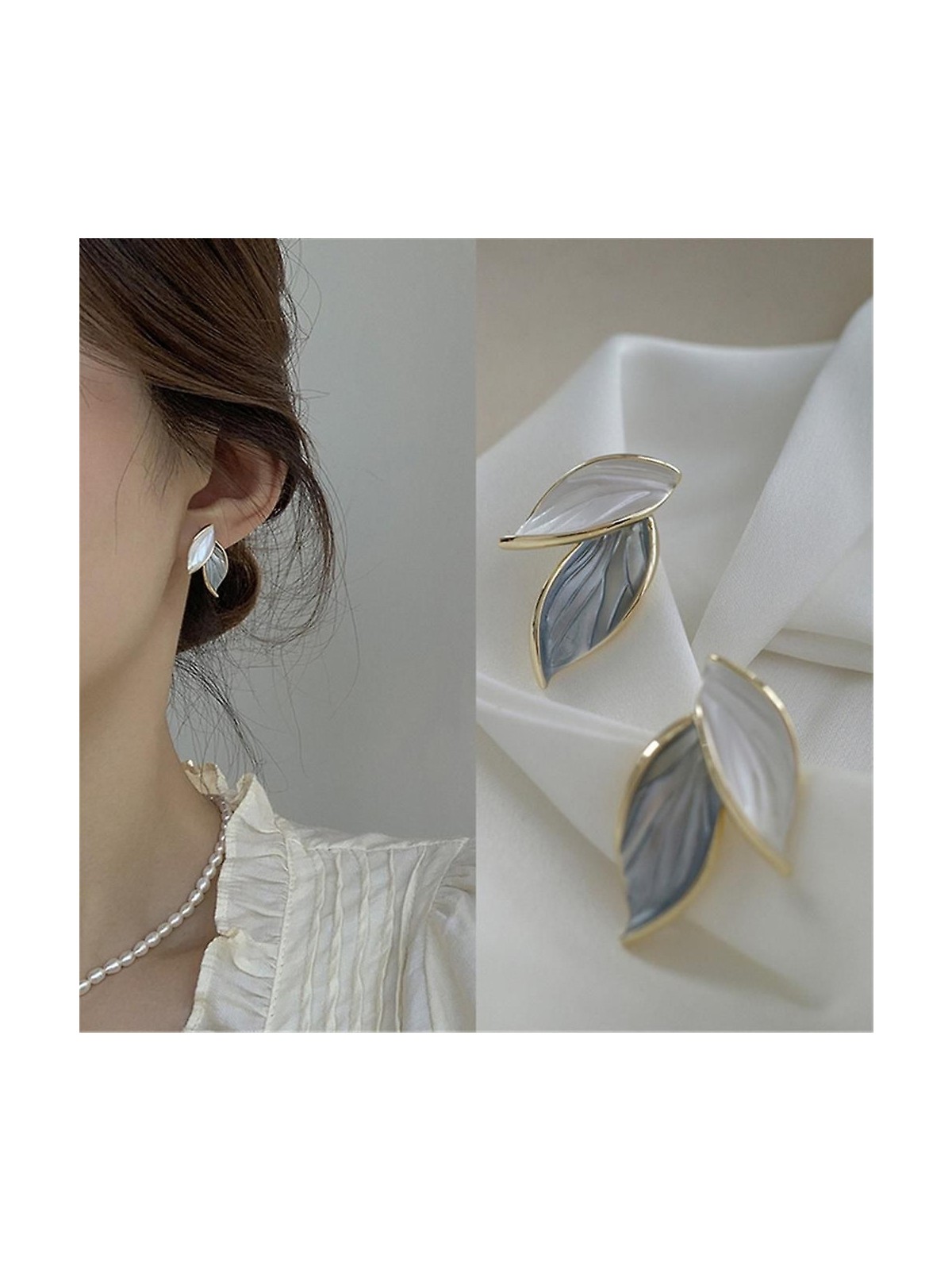 Demokan Kadın Küpe Mineli Küçük Yaprak Küpe - Görsel 4