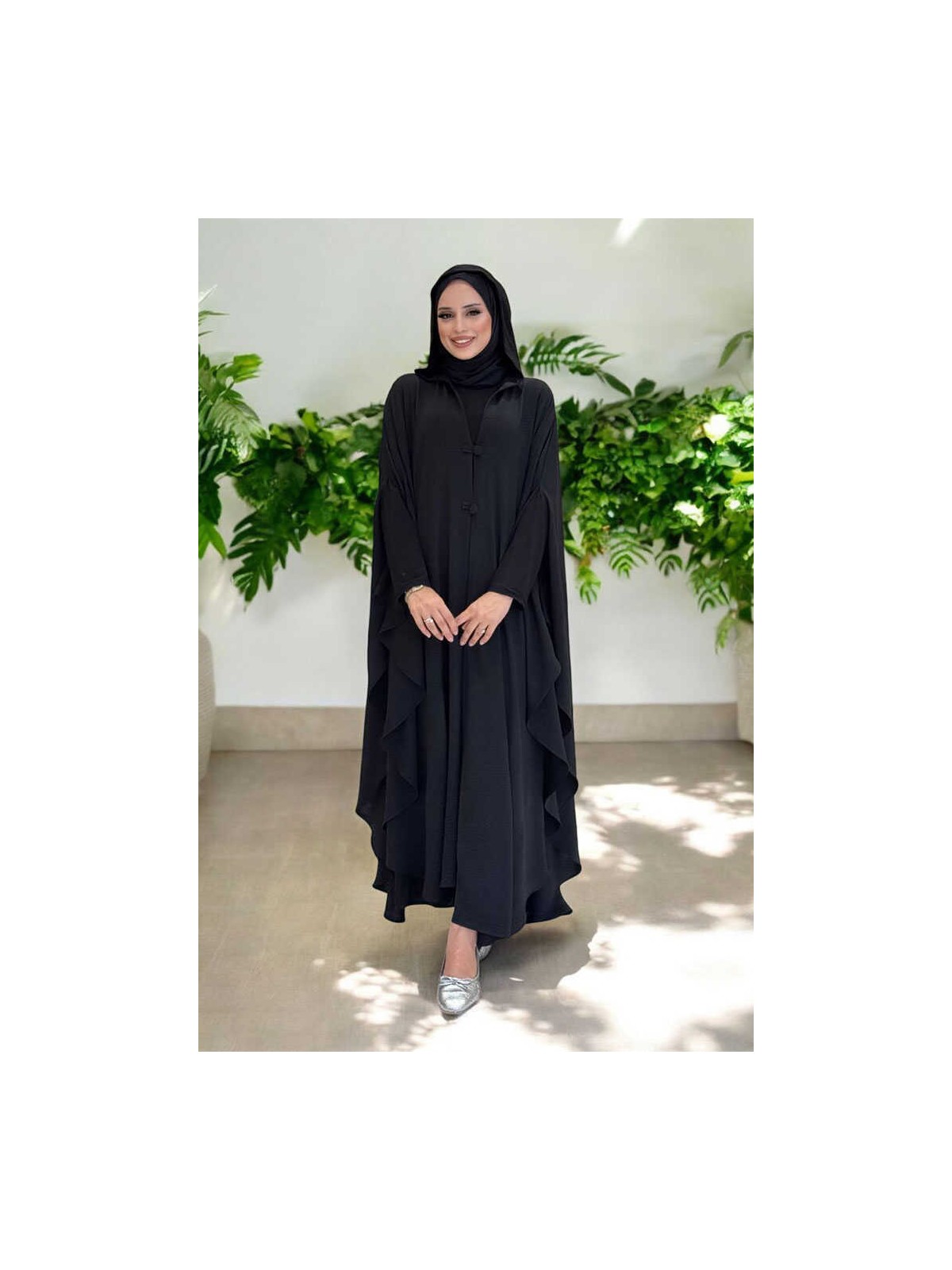 Bym Fashion Kapüşonlu Ayrobin Pelerin 70021 Siyah