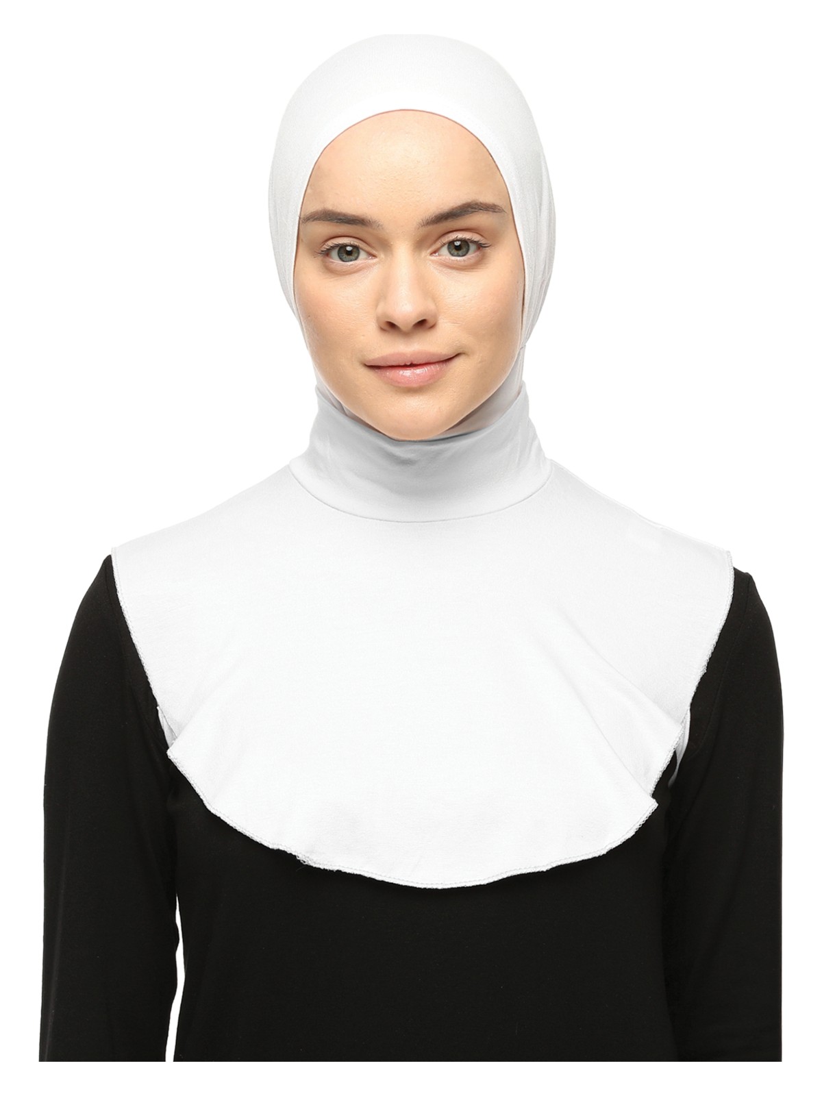 Altobeh Düz Balıkçı Yaka Boğazlı Penye Tesettür Boyunluk - Beyaz