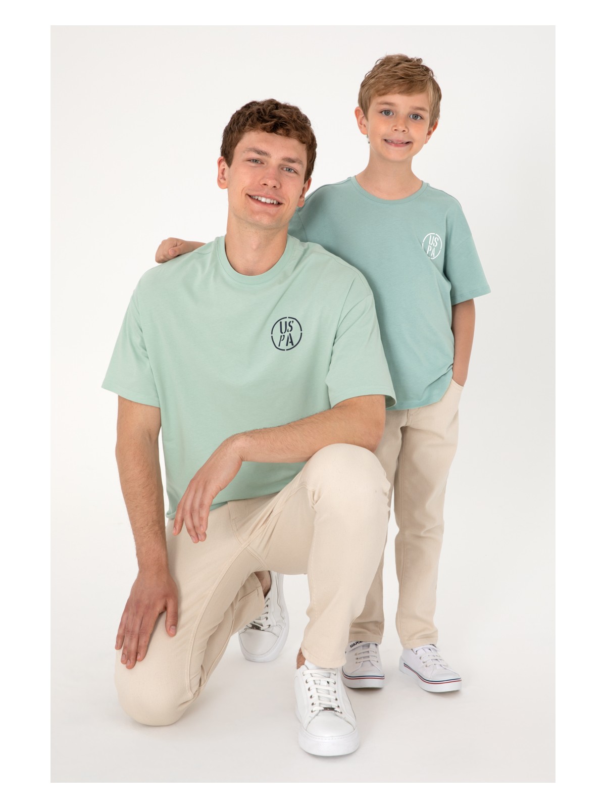 U.S. Polo Assn. Erkek Çocuk Su Yeşili Oversize Bisiklet Yaka Tişört 50298981-VR048