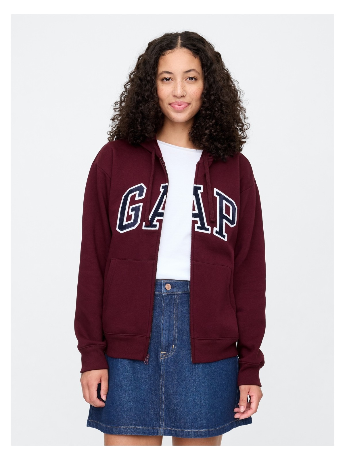 Gap Kadın Gri Gap Logo Fleece Fermuarlı Sweatshirt - Görsel 3