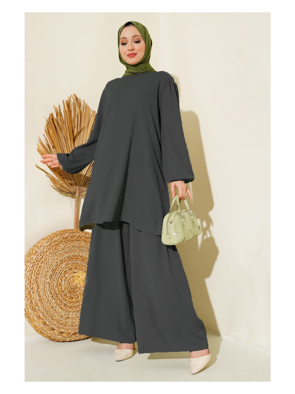 Bigdart Kadın Tunik Pantolon Alt Üst Takım 6663 - Antrasit