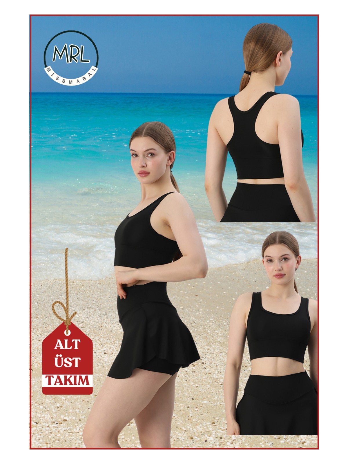 Miss Maral Kadın Alt-Üst Takım Şort & Crop Denizde Havuzda Sporda Casual / Günlük Kullanım Lila TK3107 - Görsel 7