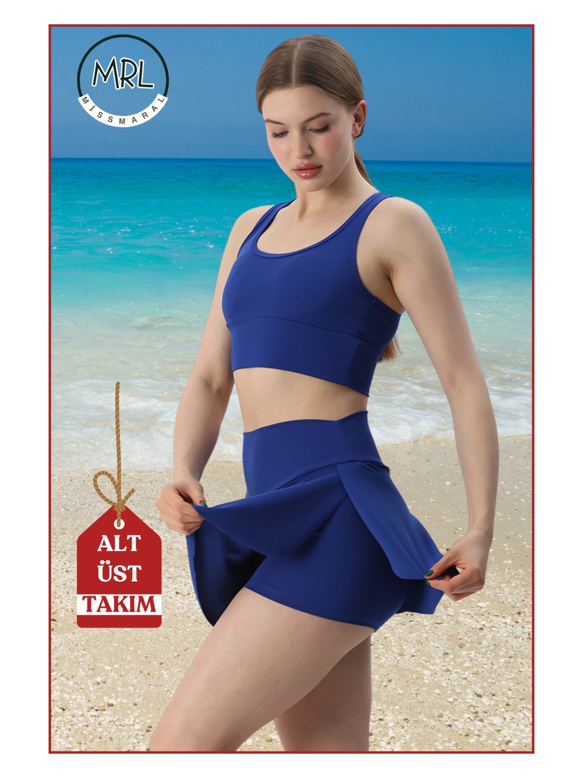 Miss Maral Kadın Alt-Üst Takım Şort & Crop Denizde Havuzda Sporda Casual / Günlük Kullanım Lila TK3107 - Görsel 6