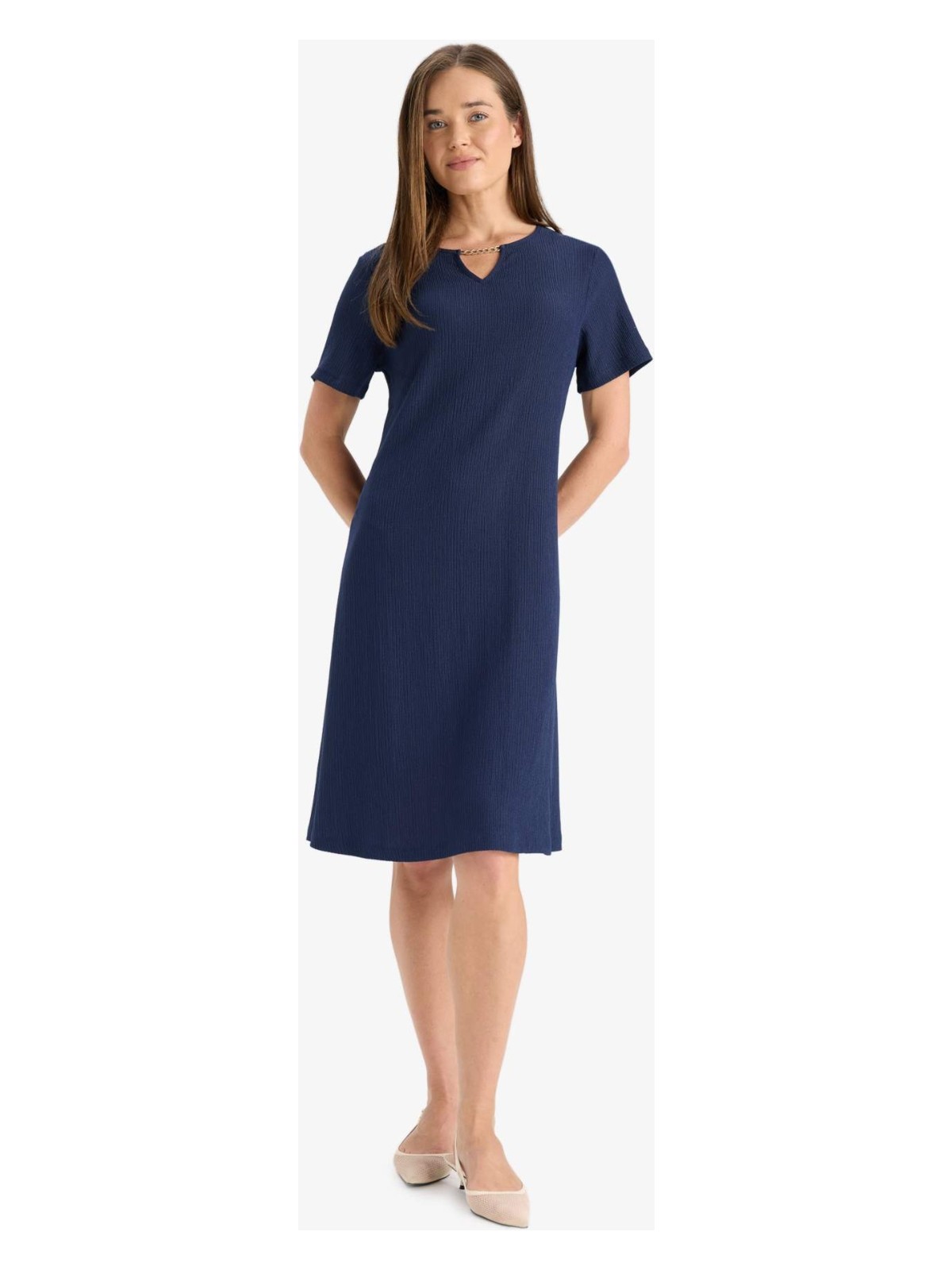 DeFacto Apaş Yaka Basic Bürümcük Midi Elbise D3834AX25SM