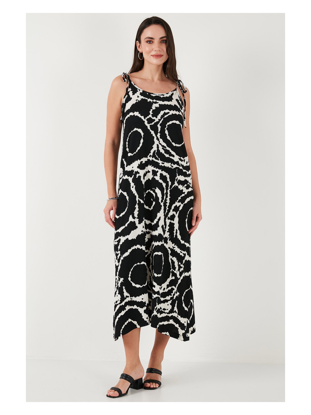 Lela Regular Fit Ip Askılı Uzun Elbise Bayan Elbise 5865732 - Görsel 2