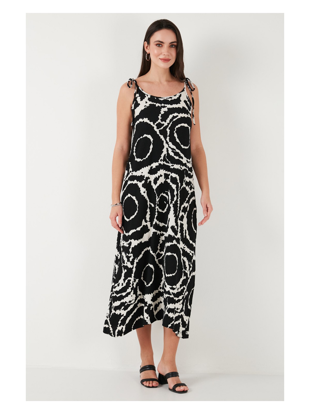 Lela Regular Fit Ip Askılı Uzun Elbise Bayan Elbise 5865732 - Görsel 3