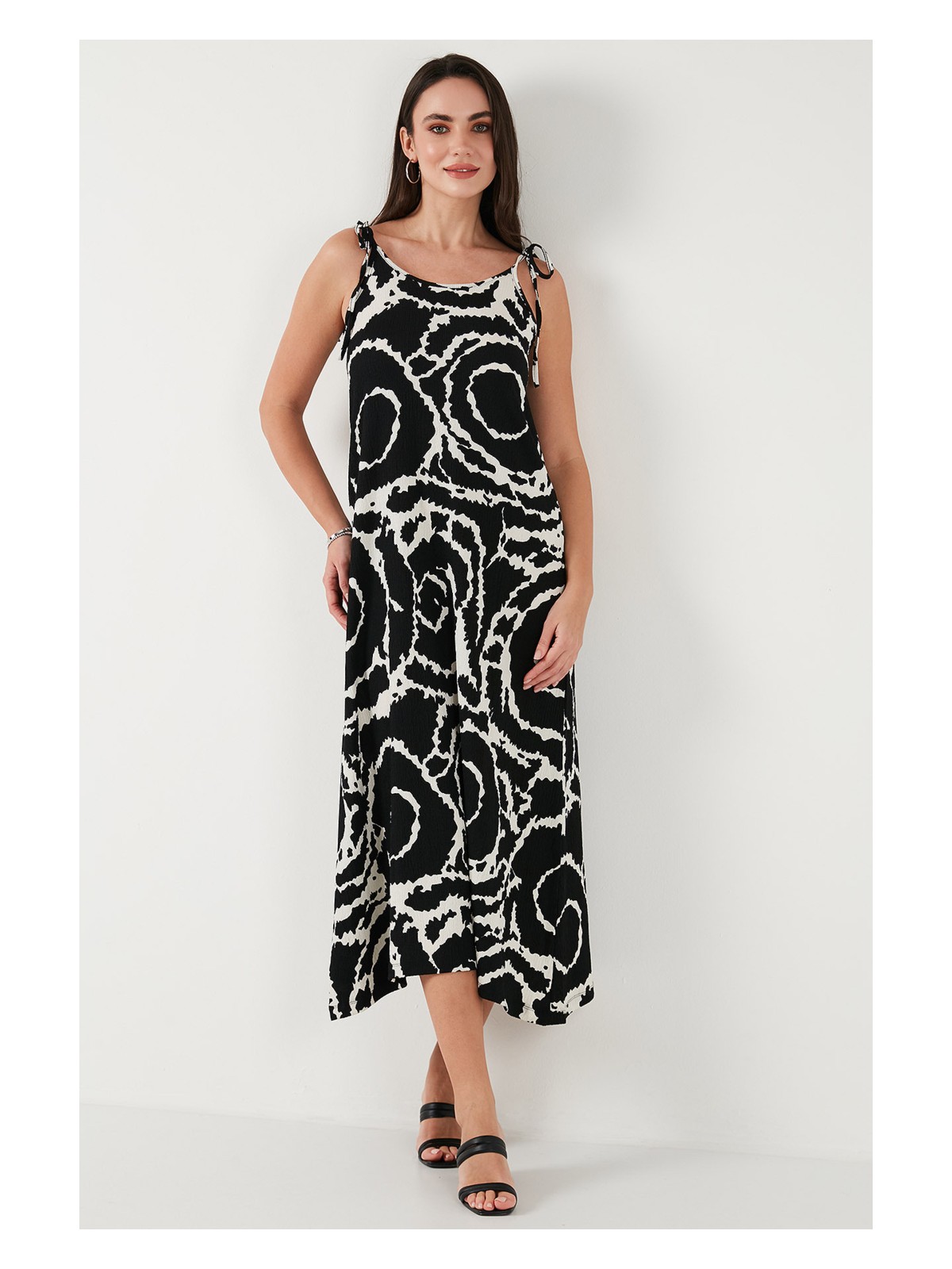 Lela Regular Fit Ip Askılı Uzun Elbise Bayan Elbise 5865732 - Görsel 4