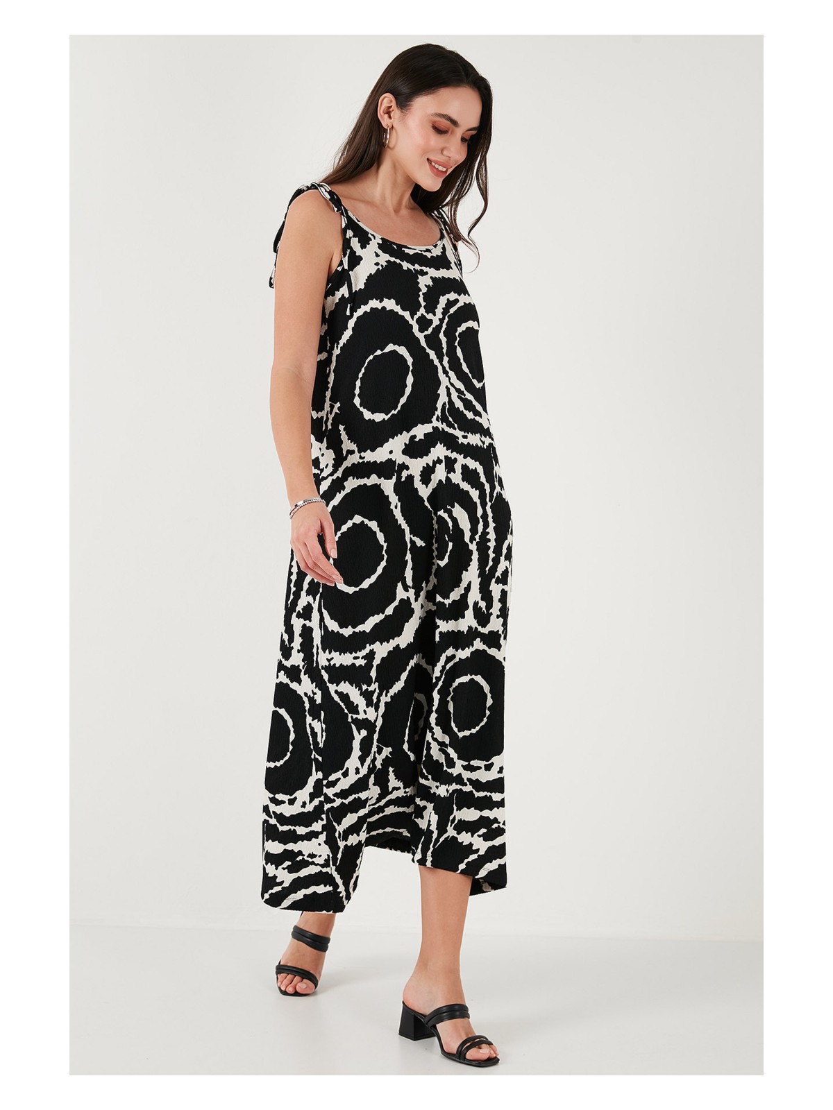 Lela Regular Fit Ip Askılı Uzun Elbise Bayan Elbise 5865732 - Görsel 5