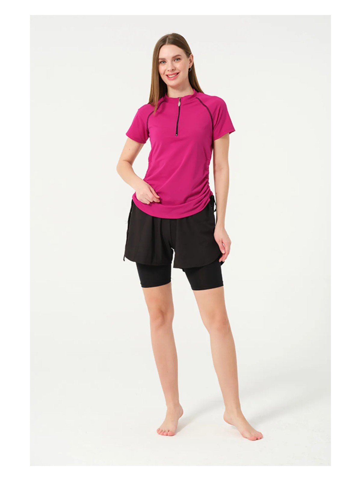 Tesmay Hızlı Kuruyan Kumaş Yarım Kol Şortlu Yüzücü Mayo 24156 - Görsel 7