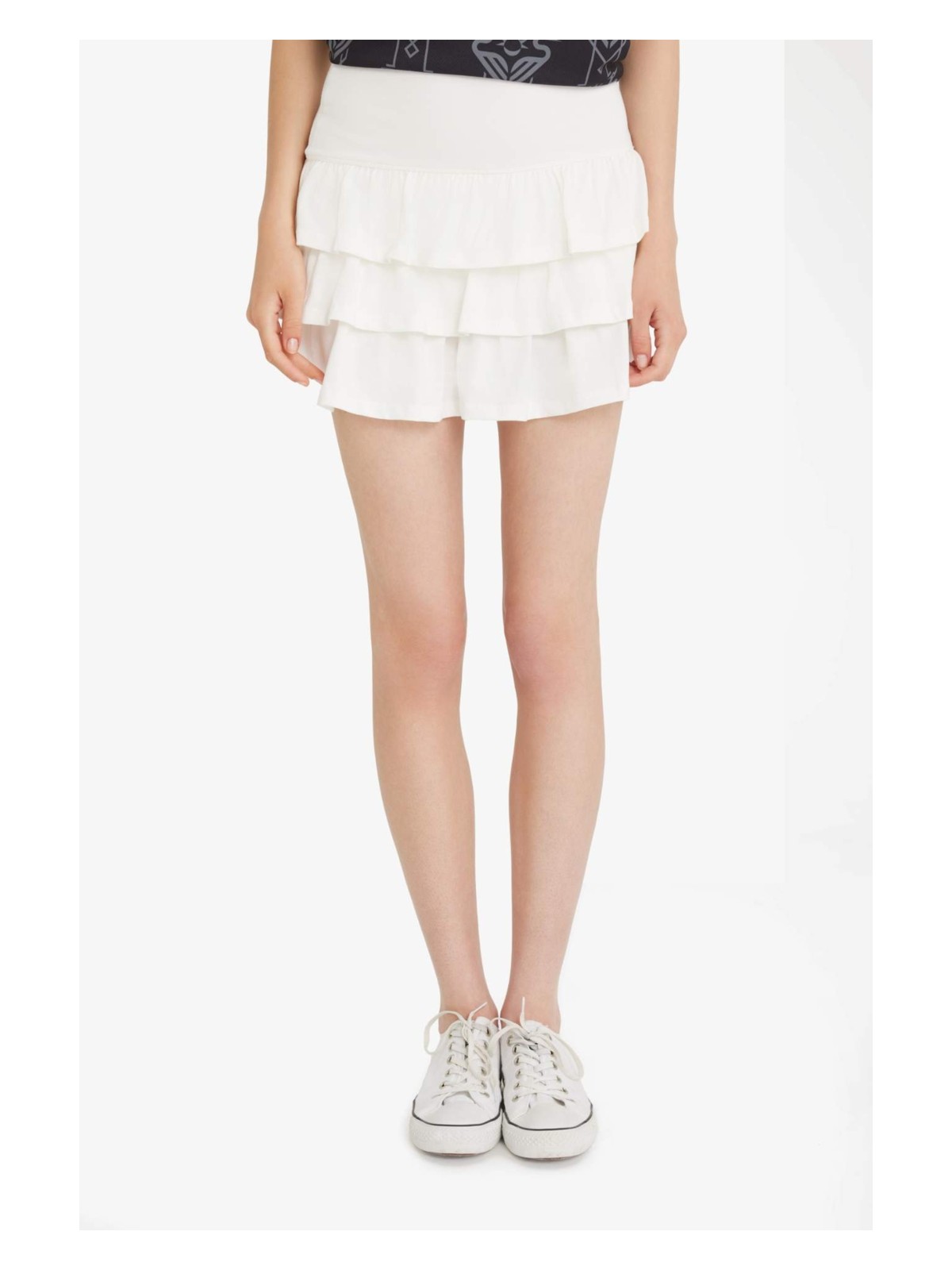 DeFacto Normal Bel Volanlı Penye Astar Penye Mini Etek F7179AX25SM - Görsel 3