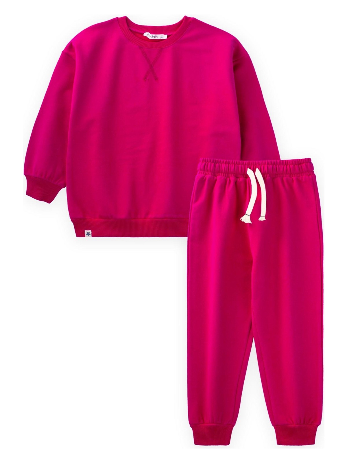 Cigit Basic Karyoka Detaylı Sweatshirt Takım 3-8 Yaş Siyah - Görsel 3