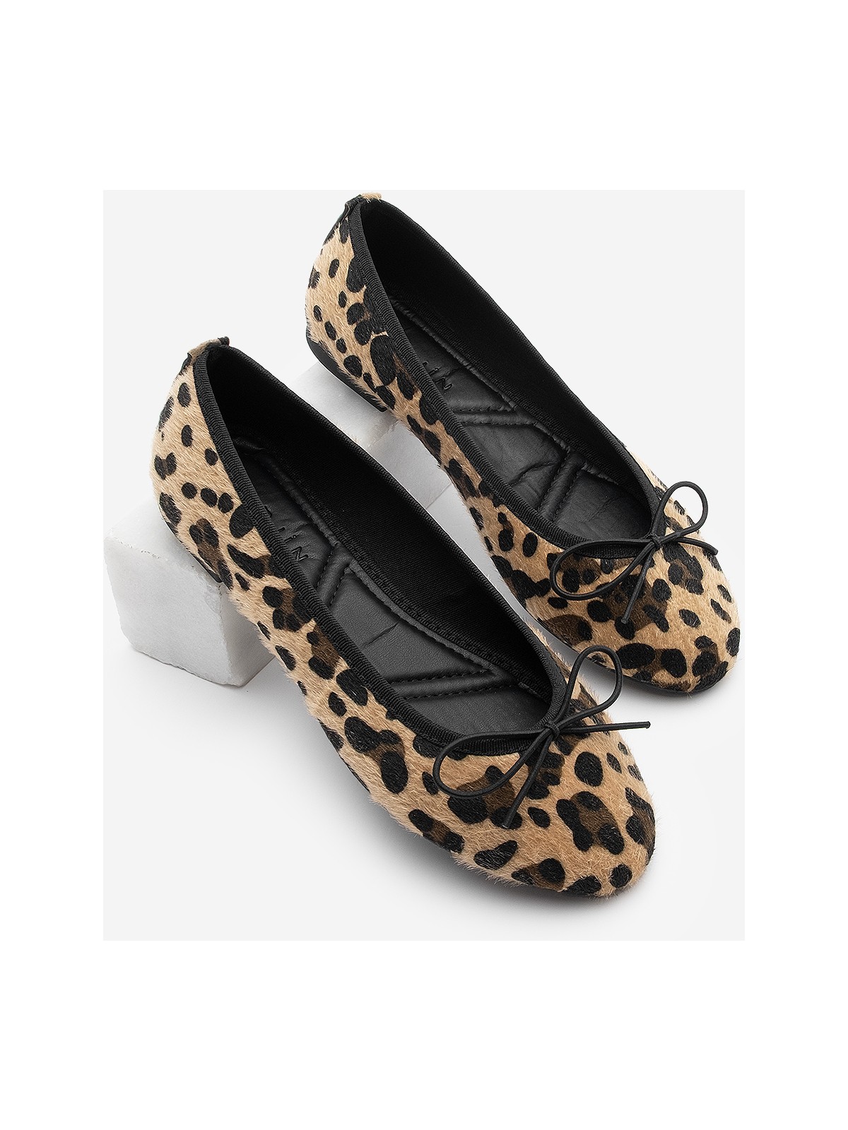 Marjin Kadın Günlük Babet Yuvarlak Burun Balerin Babet Adusa Leopar