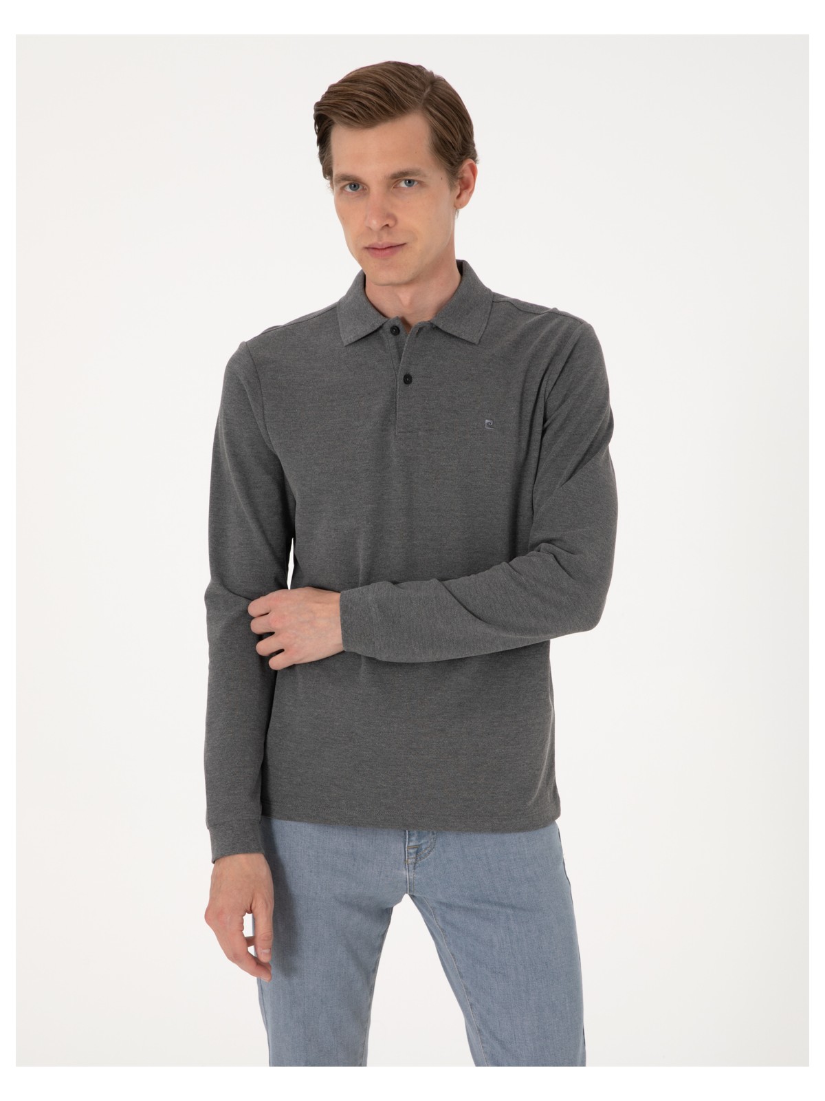 Pierre Cardin Erkek Çağla Slim Fit Kıvrılmaz Polo Yaka Basic Pike Sweatshirt 50314048-VR016 - Görsel 5