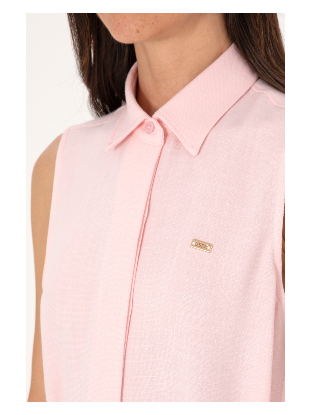 U.S. Polo Assn. Kadın Açık Pembe Kemerli Mini Boy Dokuma Elbise 50306644-VR078 - Görsel 6