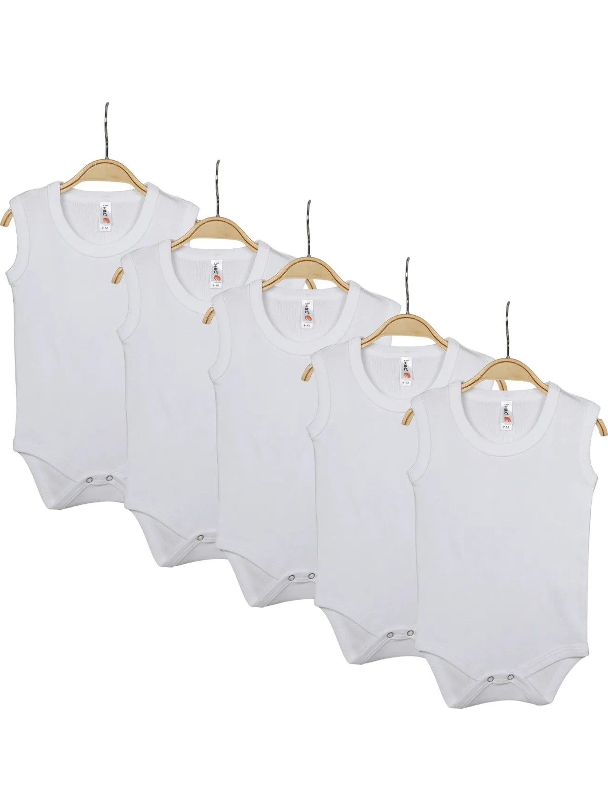 HVC Bebek Body Askılı Atlet Body Ribanalı Pamuklu Zıbın Beyaz 5li Unisex