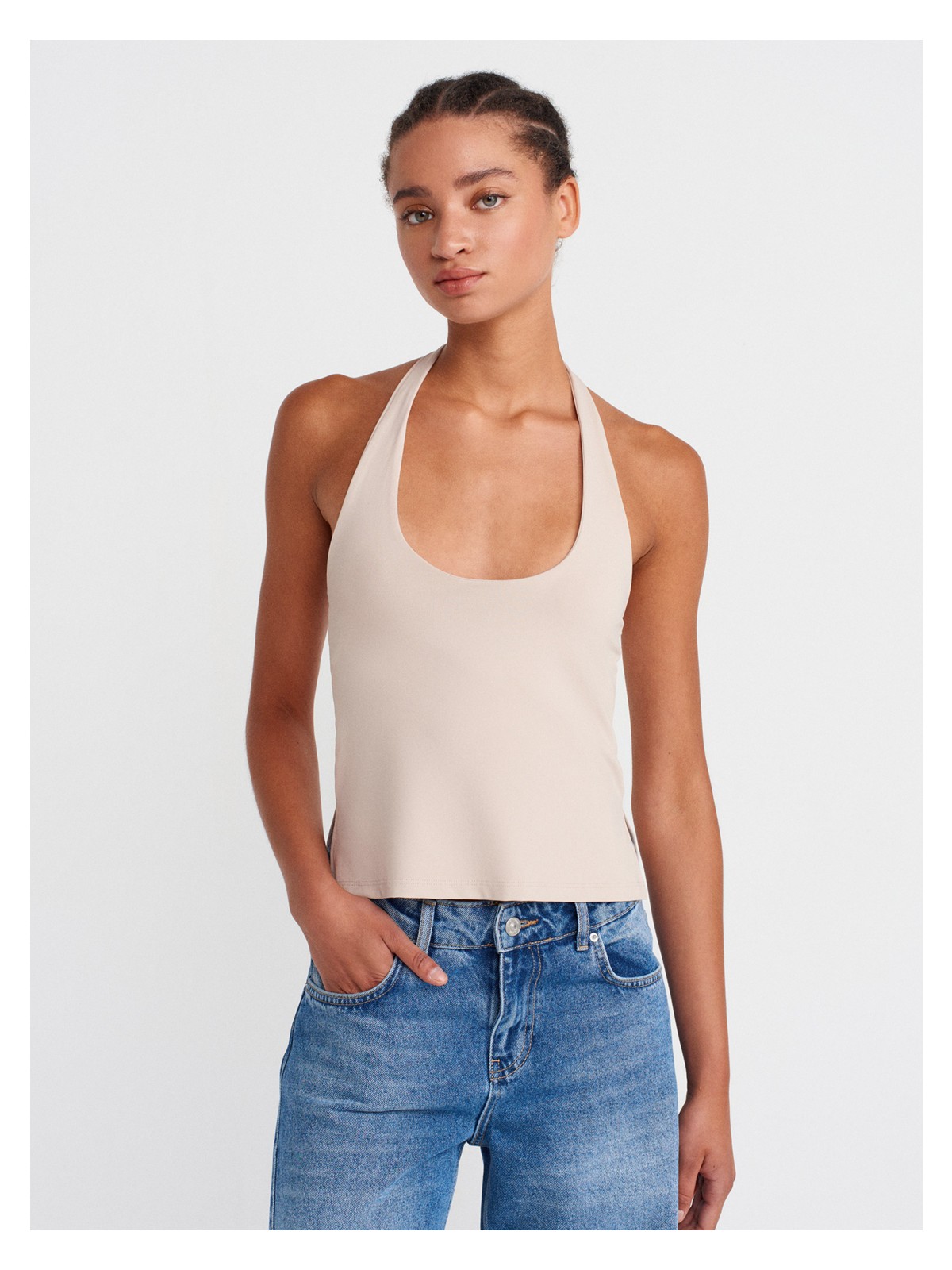 Dilvin 31753 Halter Yaka Top-Bordo - Görsel 5