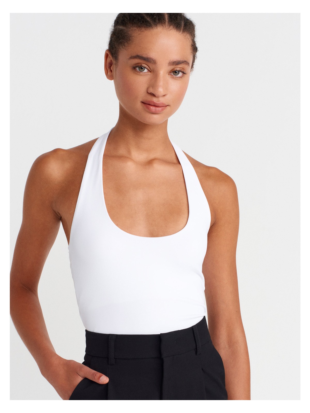 Dilvin 31753 Halter Yaka Top-Bordo - Görsel 3