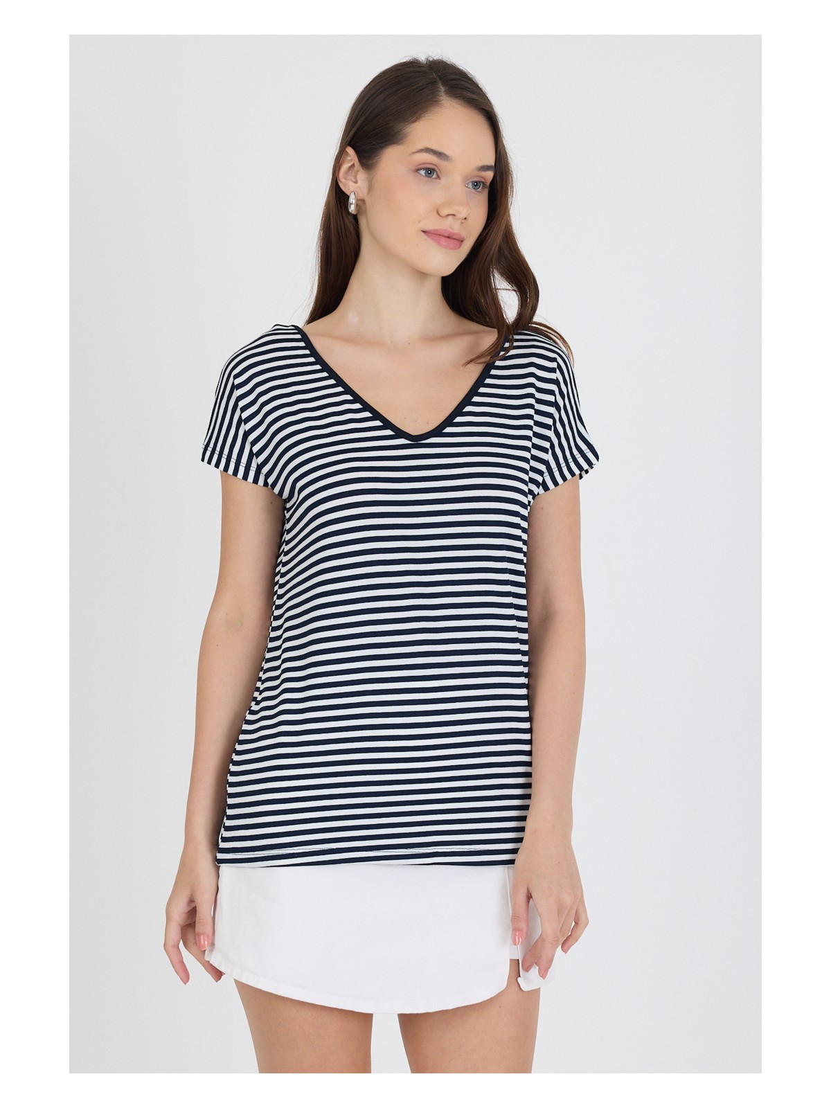 Rodi Ön Arka V Yaka Siyah Kadın T-Shirt 0003 - Görsel 4