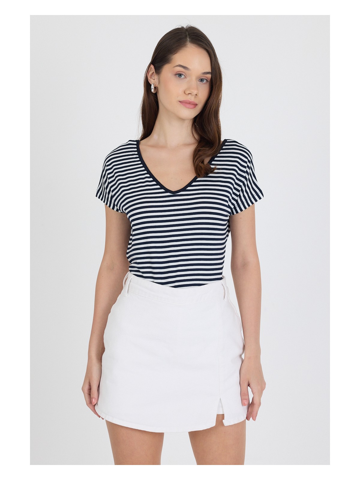 Rodi Ön Arka V Yaka Siyah Kadın T-Shirt 0003 - Görsel 5