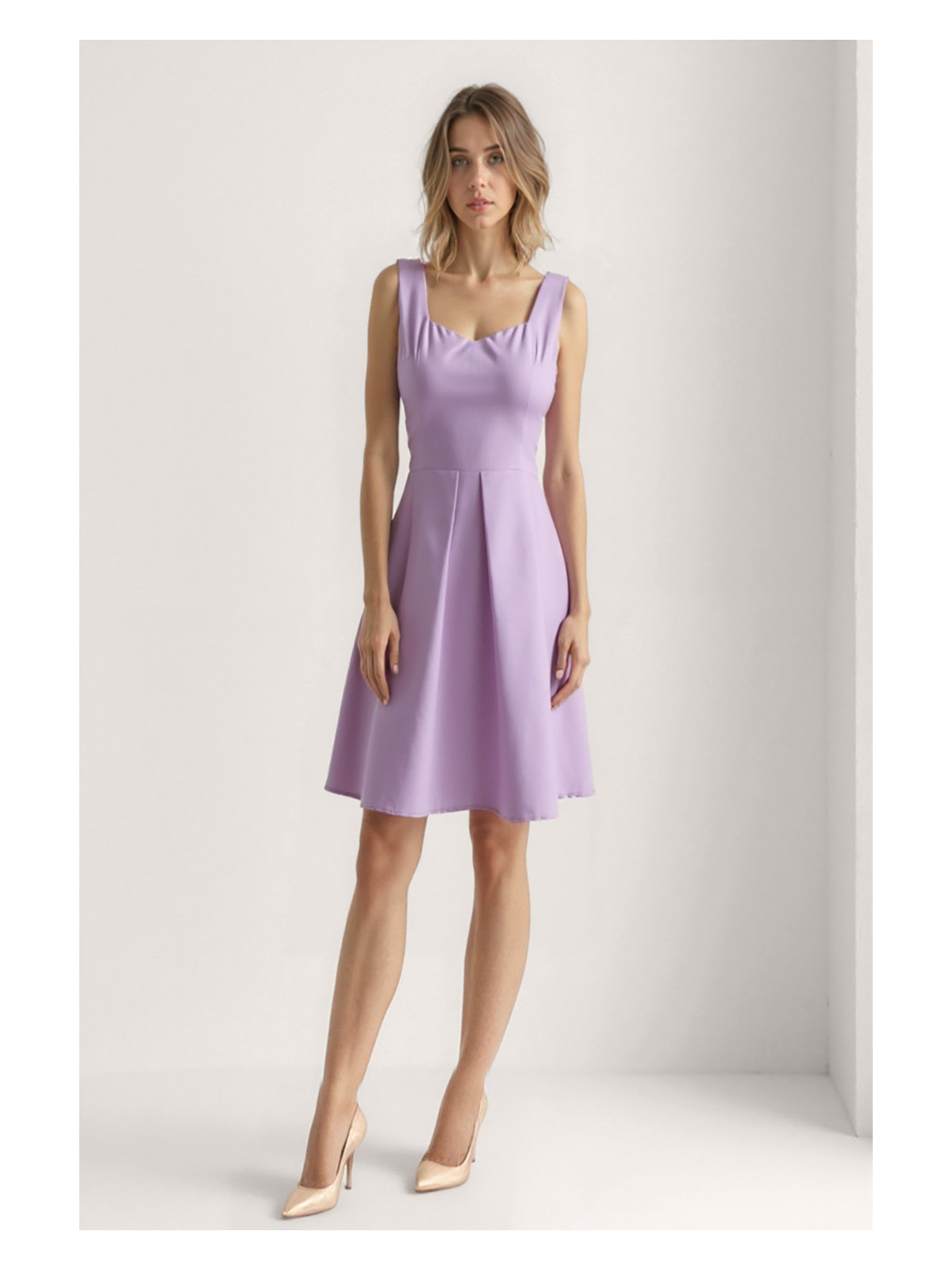 Vitrin Kalp Yaka Sıfır Kol Pileli Elbise - Görsel 4