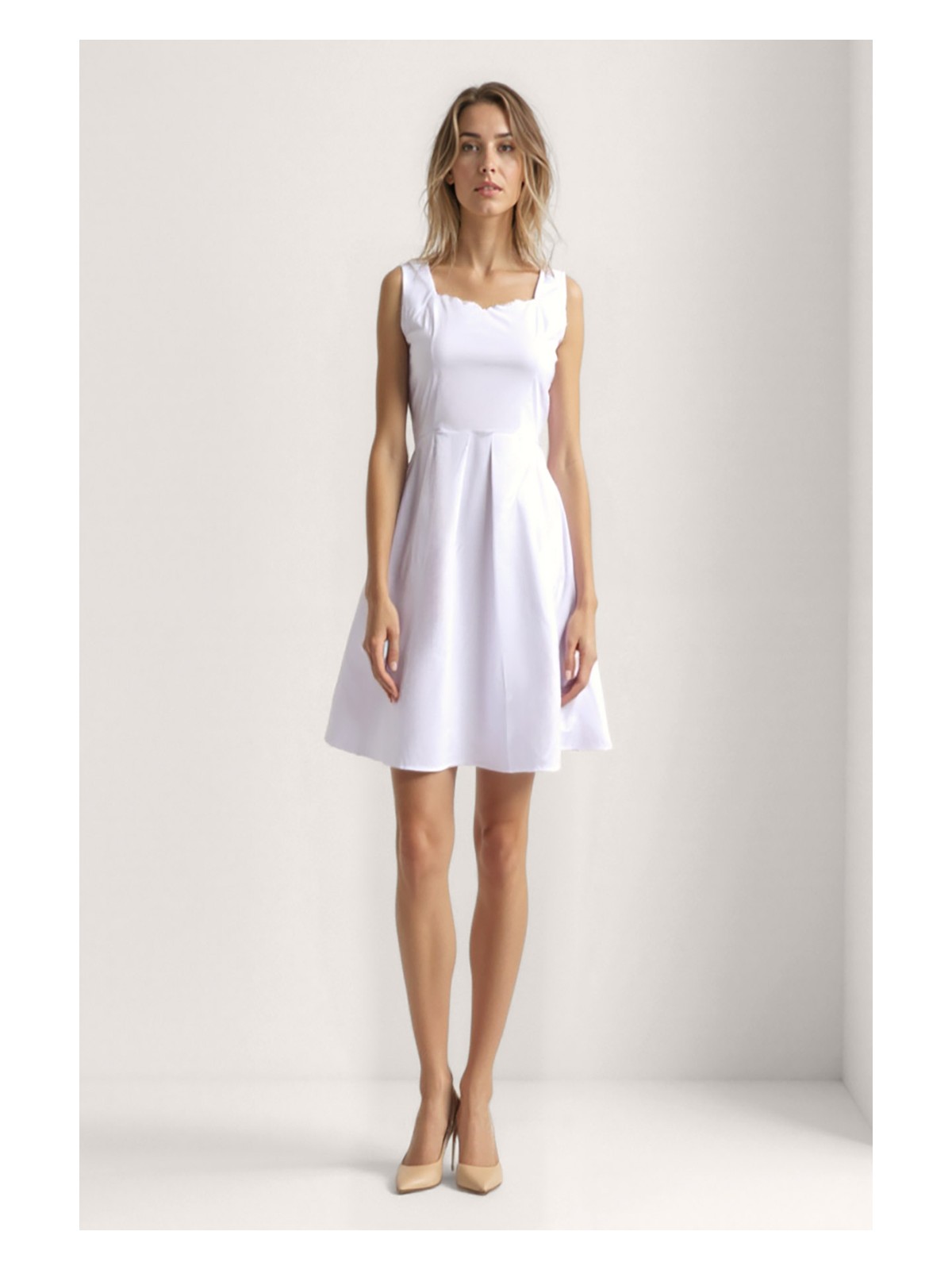 Vitrin Kalp Yaka Sıfır Kol Pileli Elbise - Görsel 5