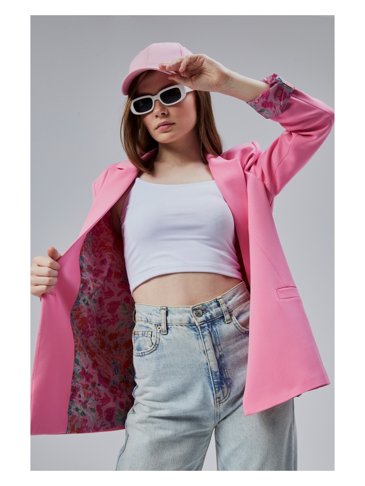 Bolivente Taş Kruvaze Yaka Kolu Katlama Detaylı Regular Vatkalı Blazer Ceket - Görsel 7