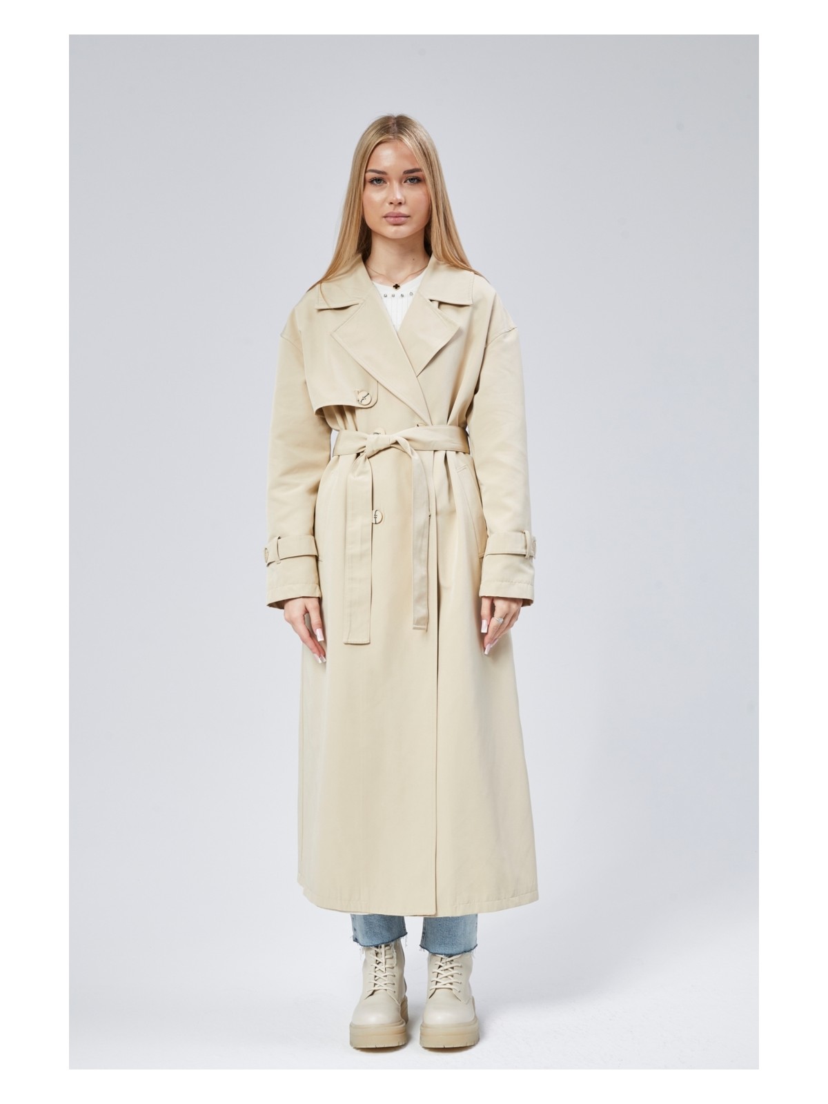 Bolivente Oversize Rüzgarlık Detaylı Trençkot